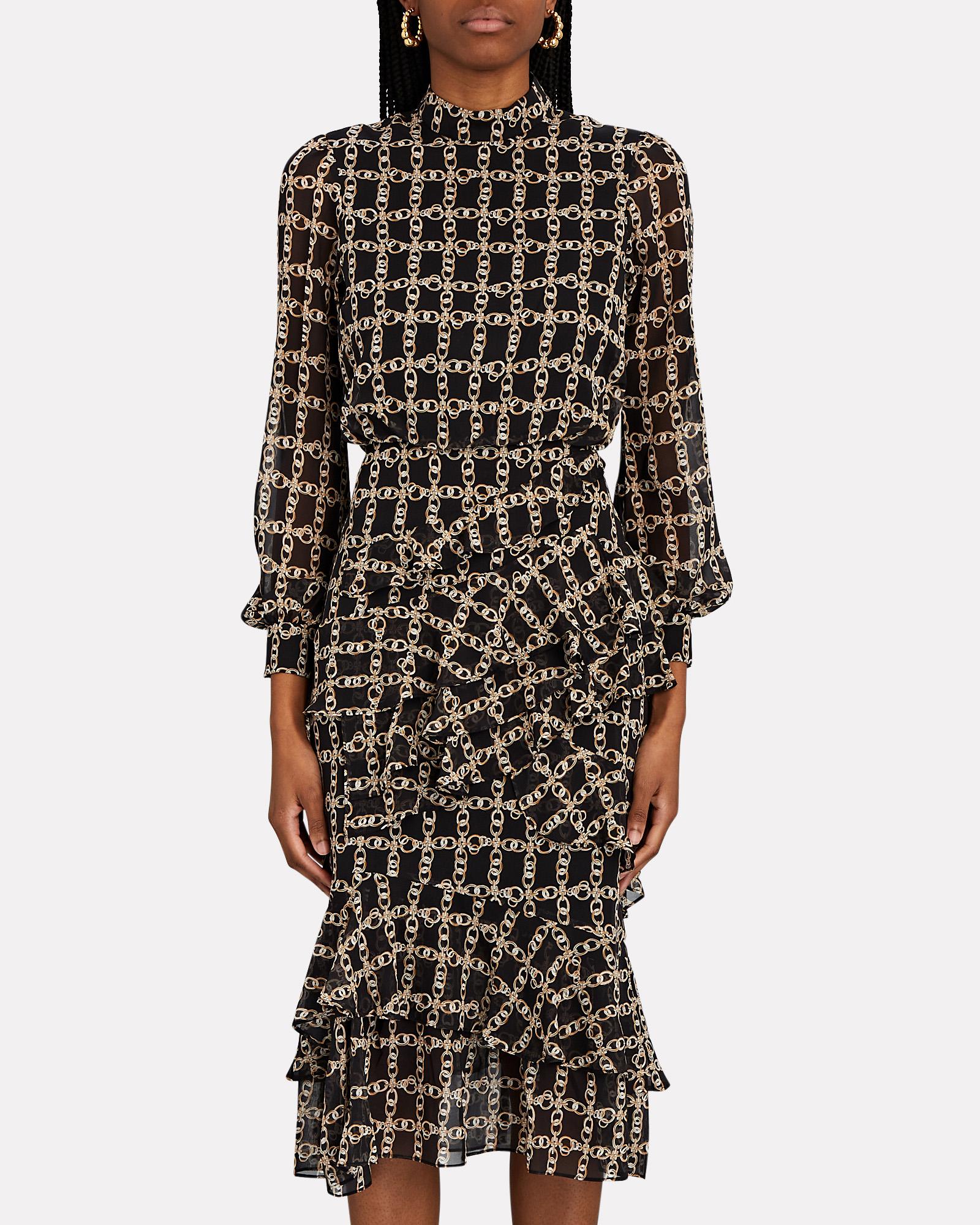 Saloni Isa Printed Silk Midi Dress | Lyst
