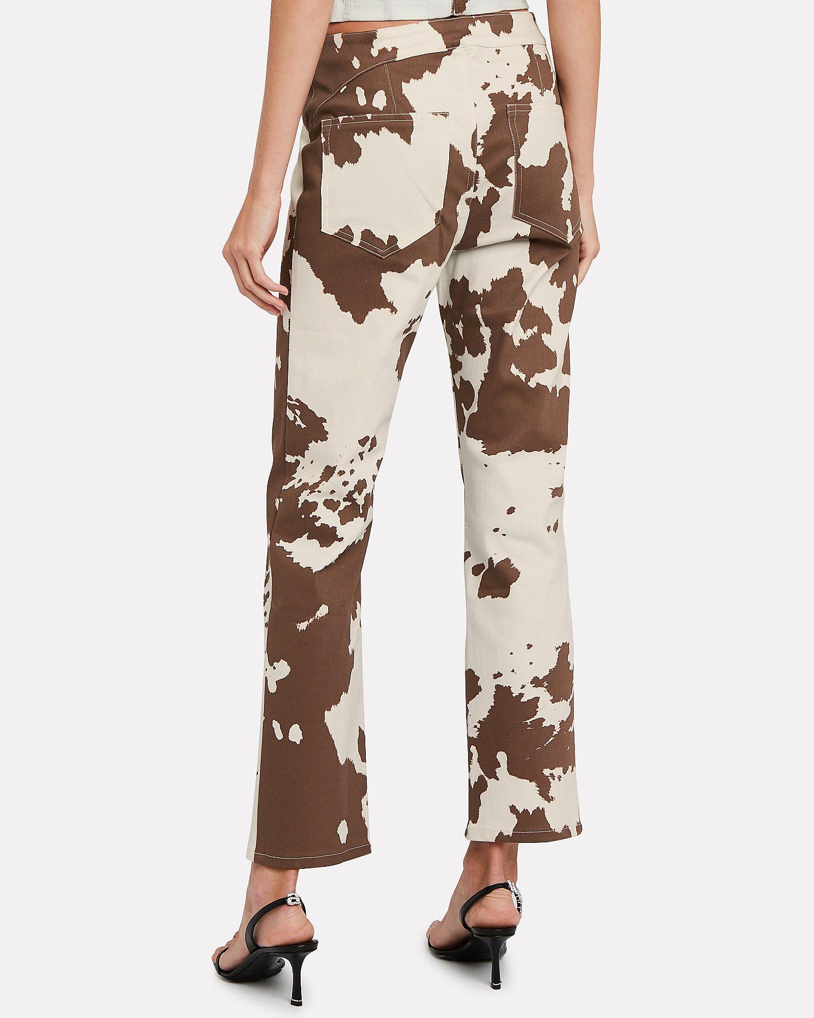 Miaou Denim Lou Cow-print Trousers, Bleached Pattern in White,Brown Cow  Print (Brown) - Lyst
