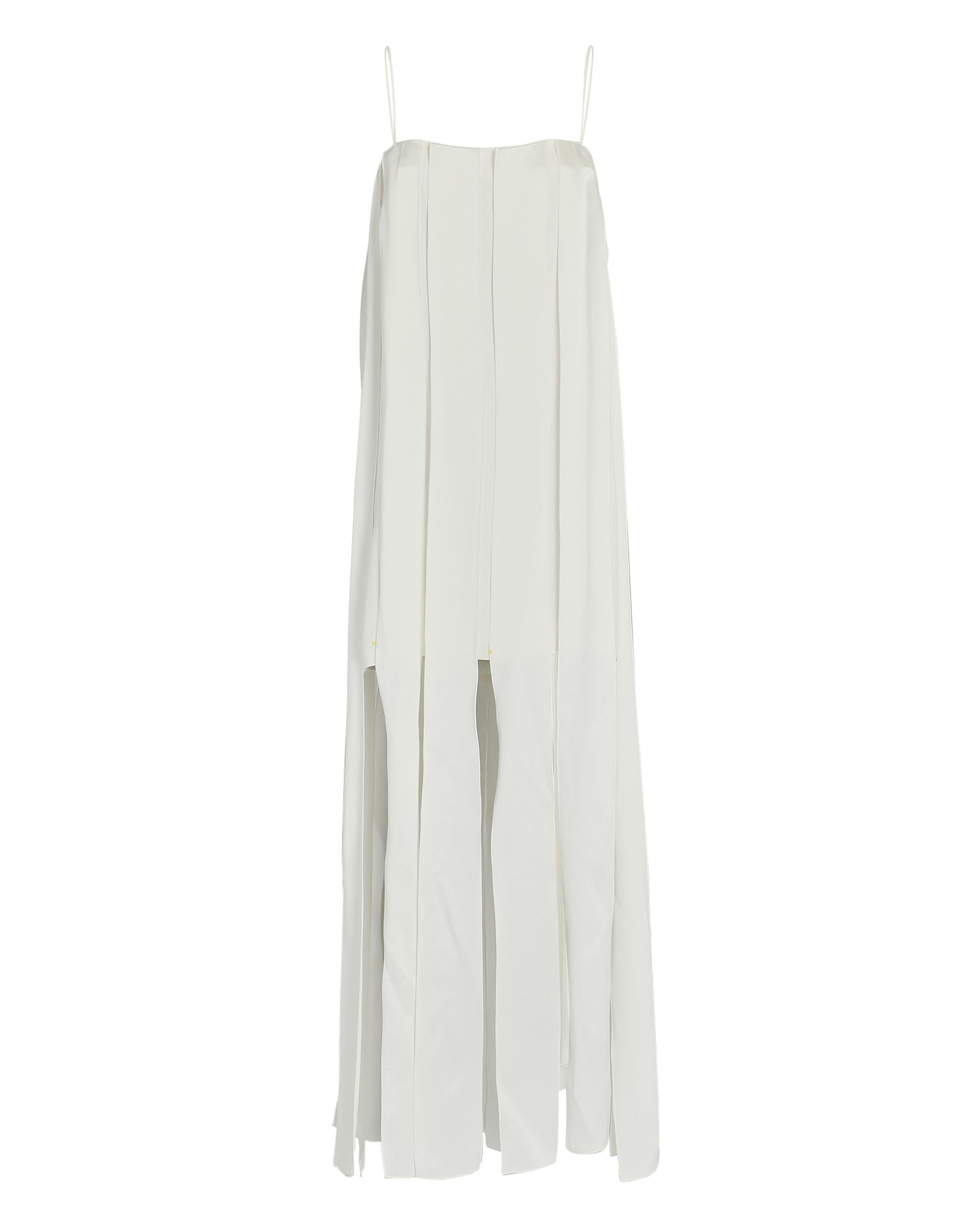 Alexis Colle Fringe Crepe Midi Dress in White | Lyst