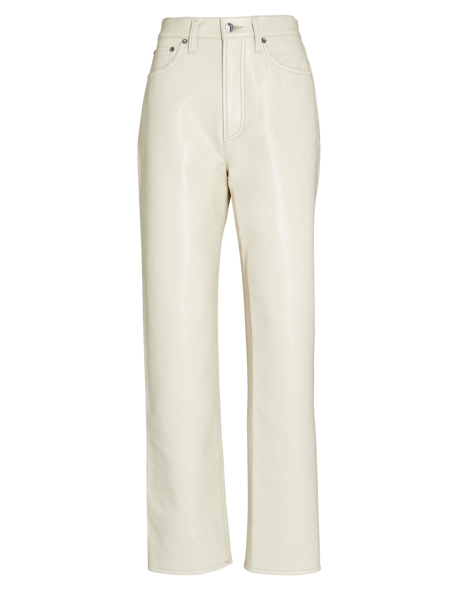 90s Pinch high-rise leather pants in beige - Agolde