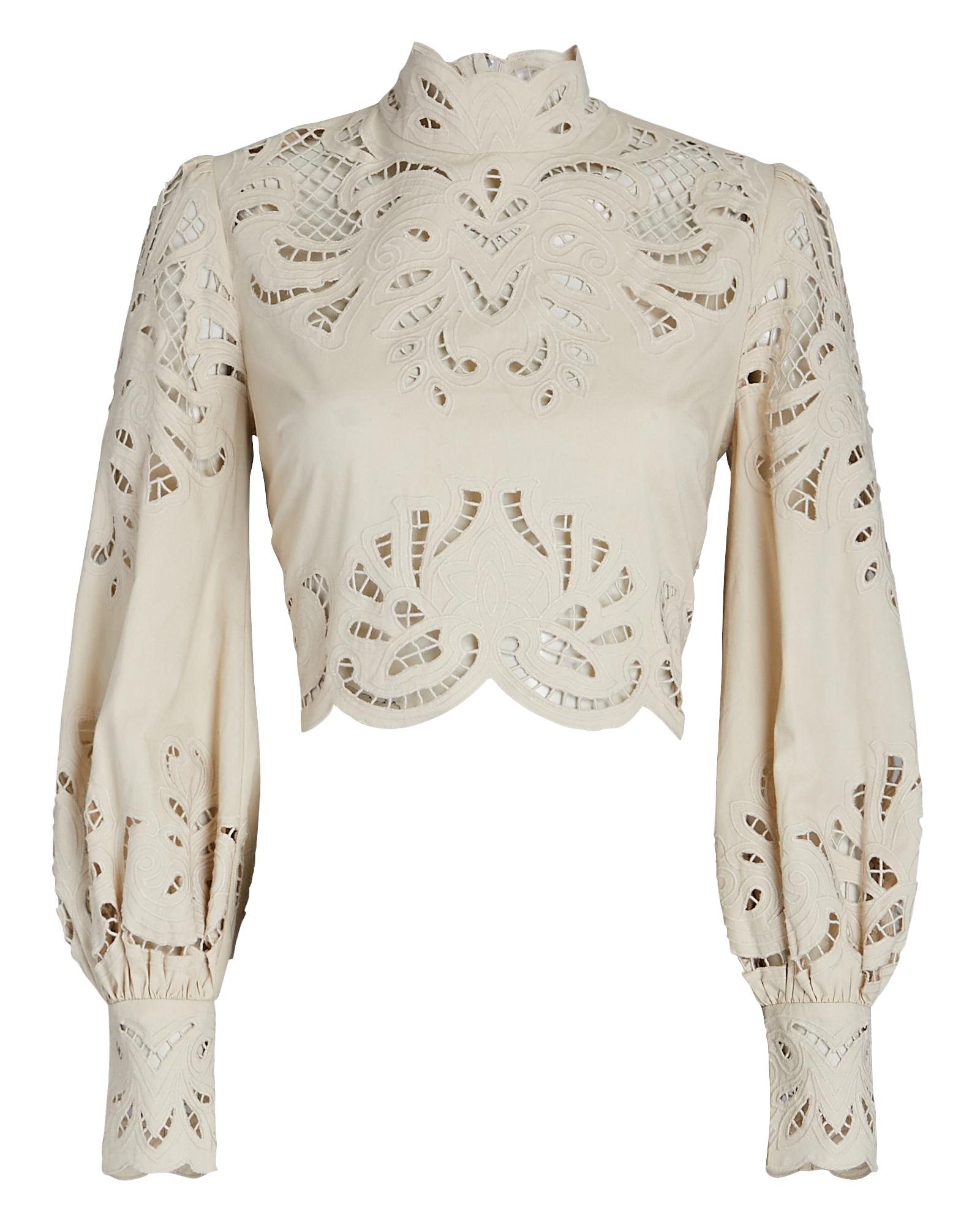 Intermix Jasmine Organic Cotton Lace Blouse in White | Lyst