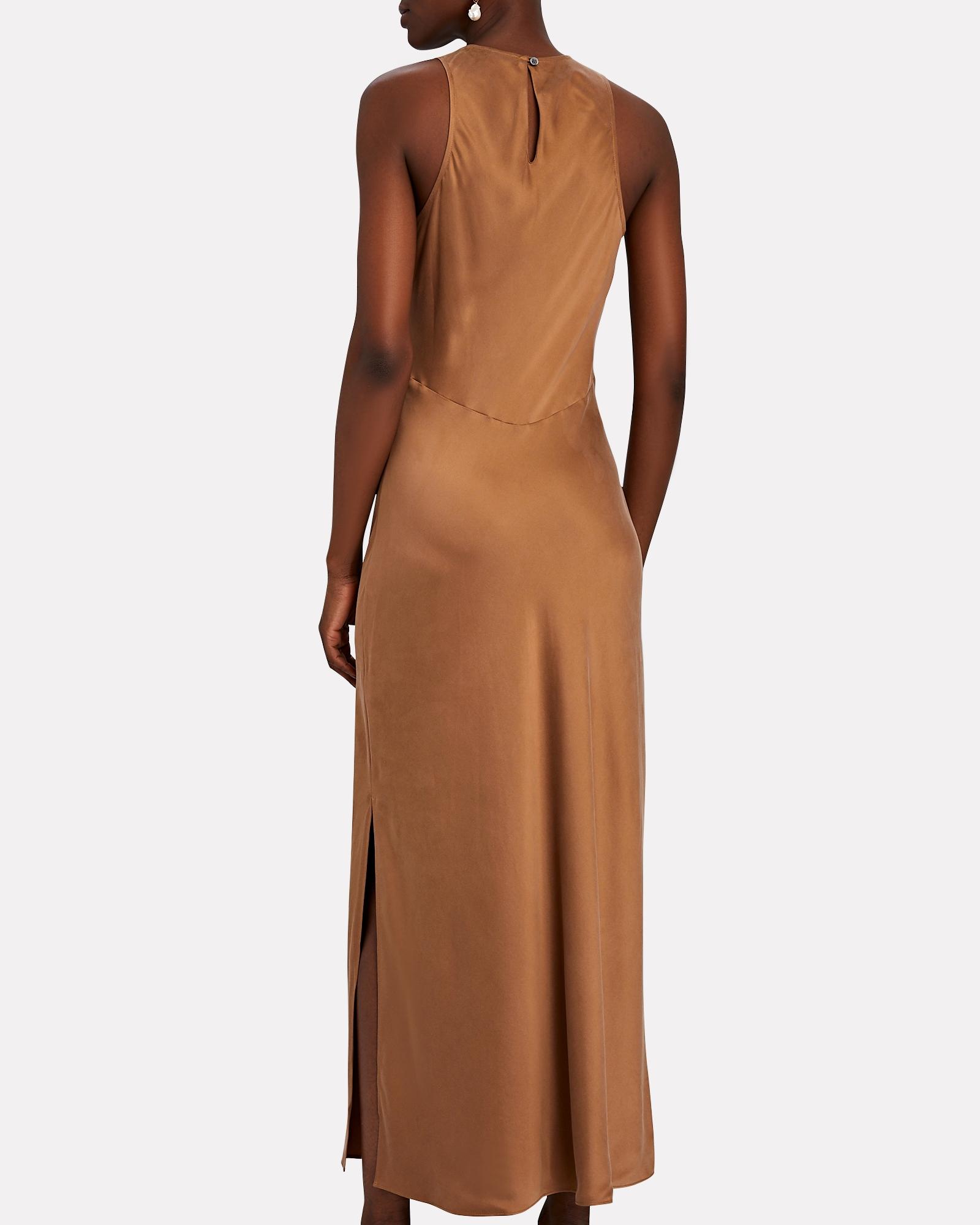 FRAME Silk Racerback Maxi Tank Dress in Brown | Lyst