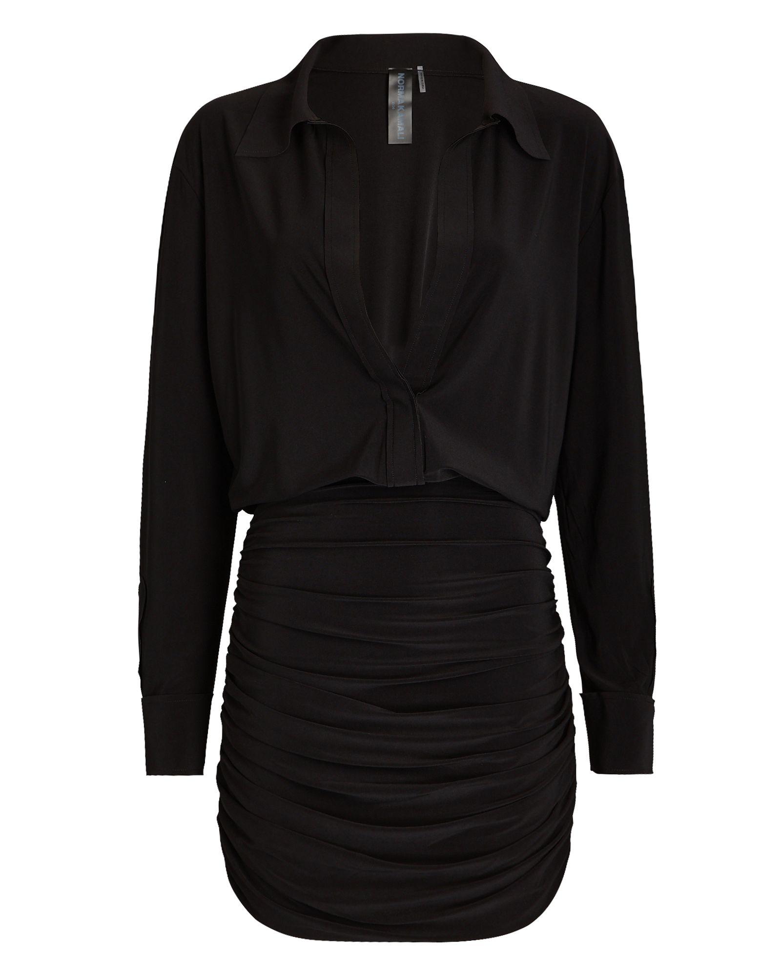Norma Kamali Boyfriend Nk Jersey Mini Shirt Dress in Black Lyst