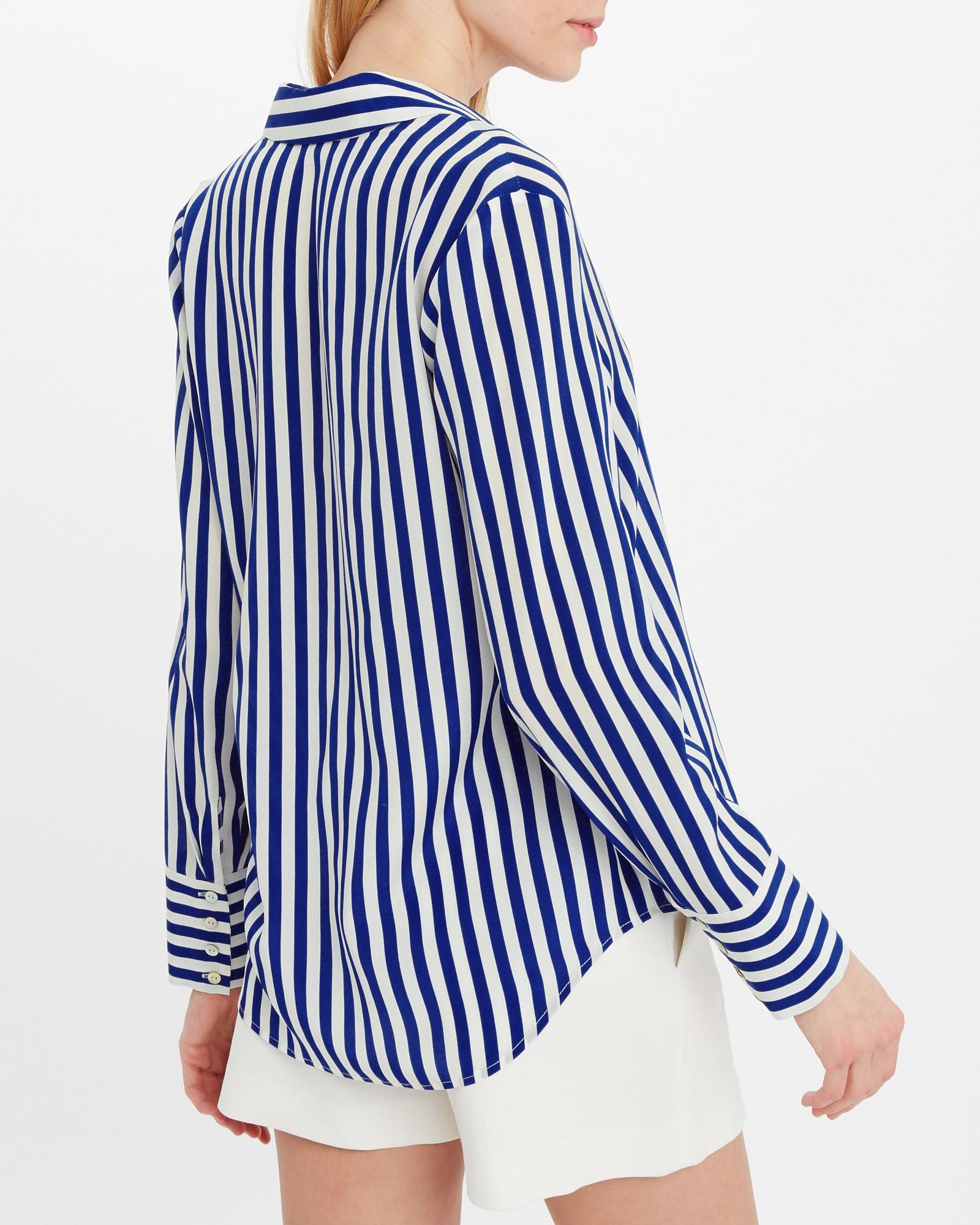 L'Agence Brielle Striped Silk Blouse in Blue | Lyst