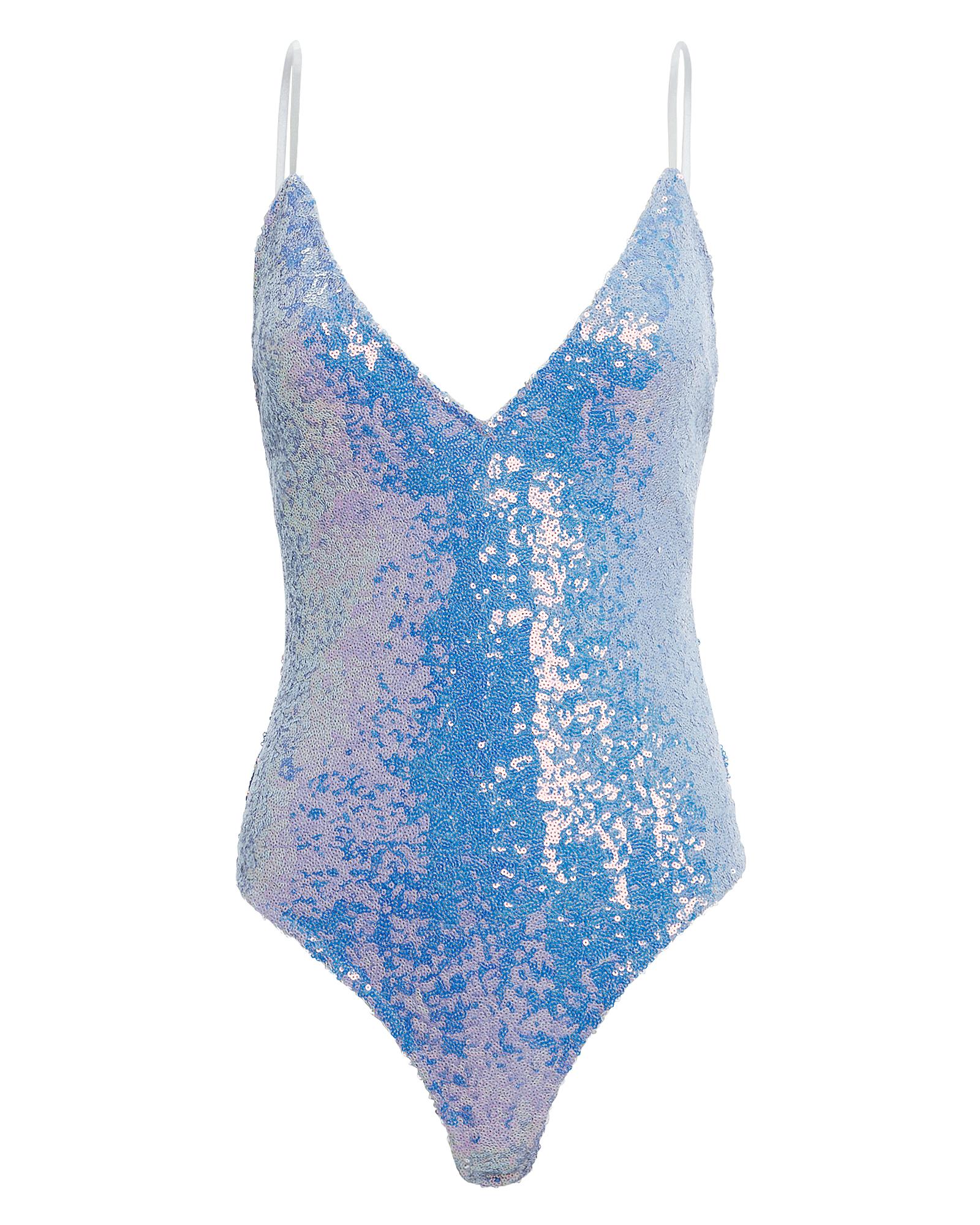 blue sequin bodysuit