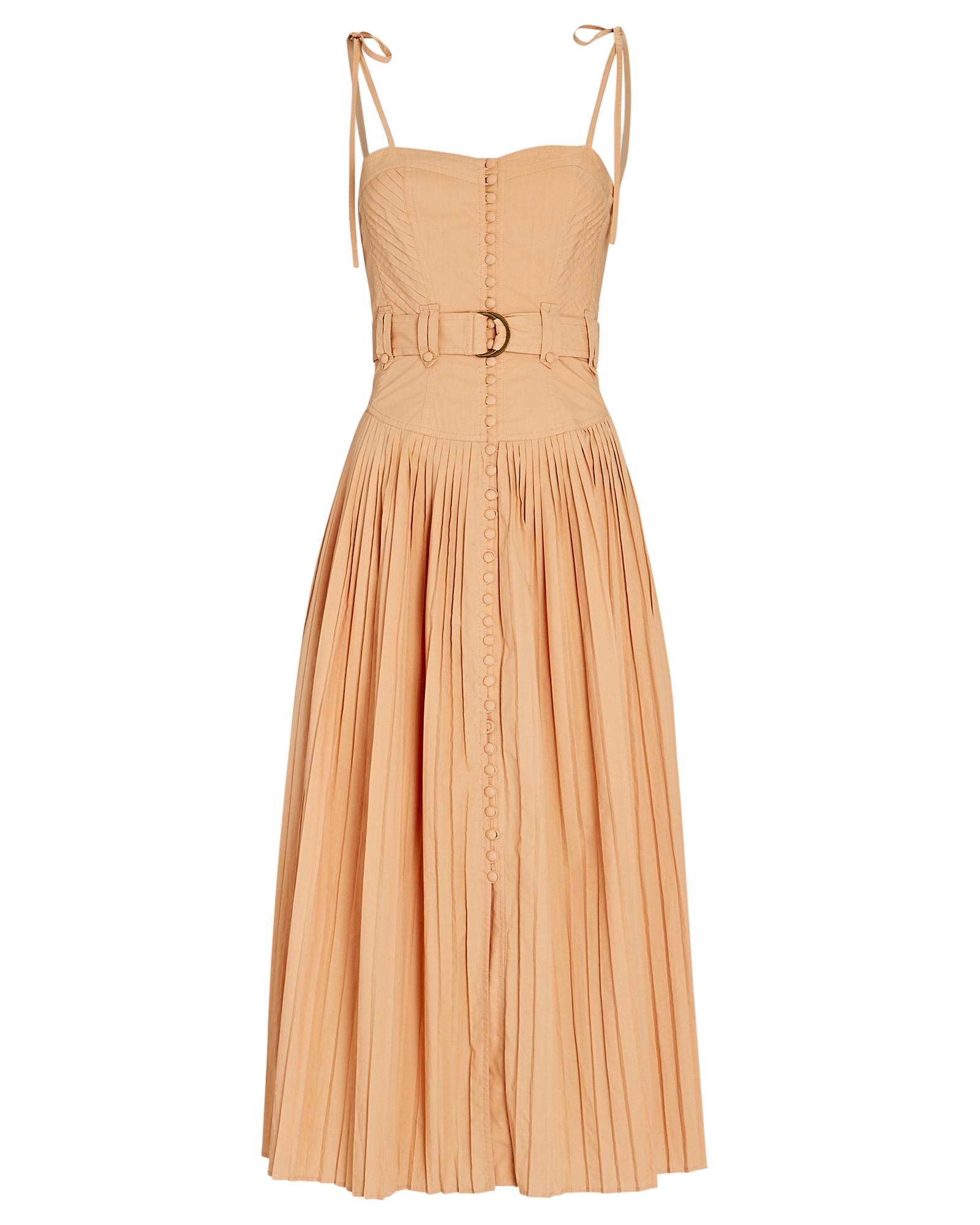 Ulla Johnson Cosette Pleated Poplin Midi Dress in Orange Lyst Canada