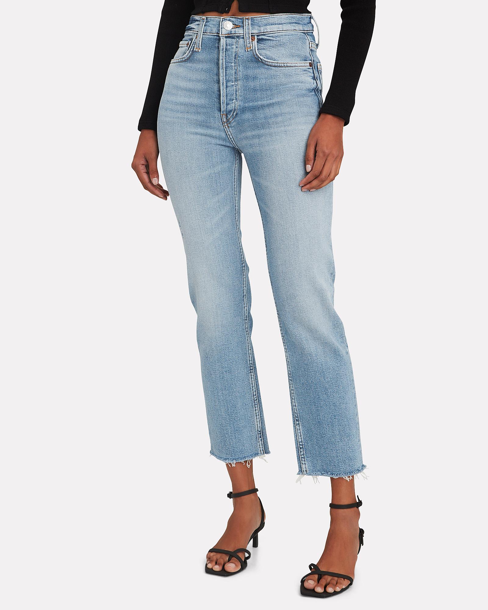 RE/DONE Denim 70s High-rise Stove Pipe Jeans in Light Stone (Blue) - Lyst