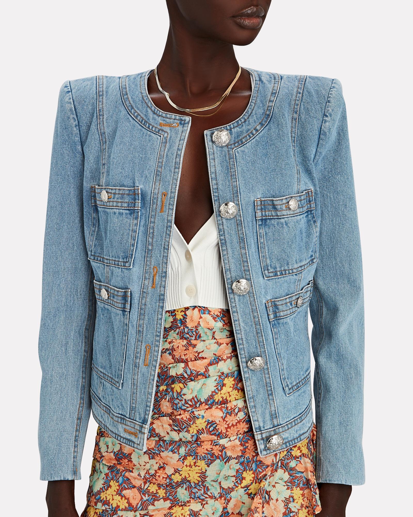 Padded Shoulder Denim Jacket