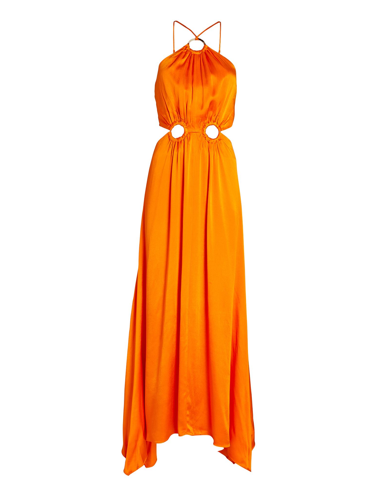 Elliatt Visitant Cut-out Satin Maxi Dress in Orange | Lyst