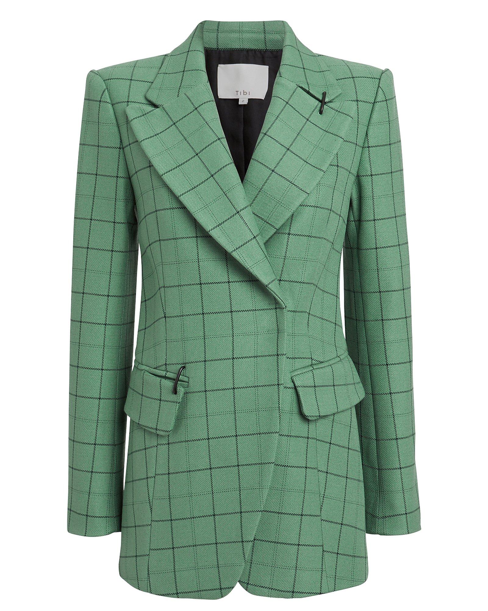 green windowpane blazer
