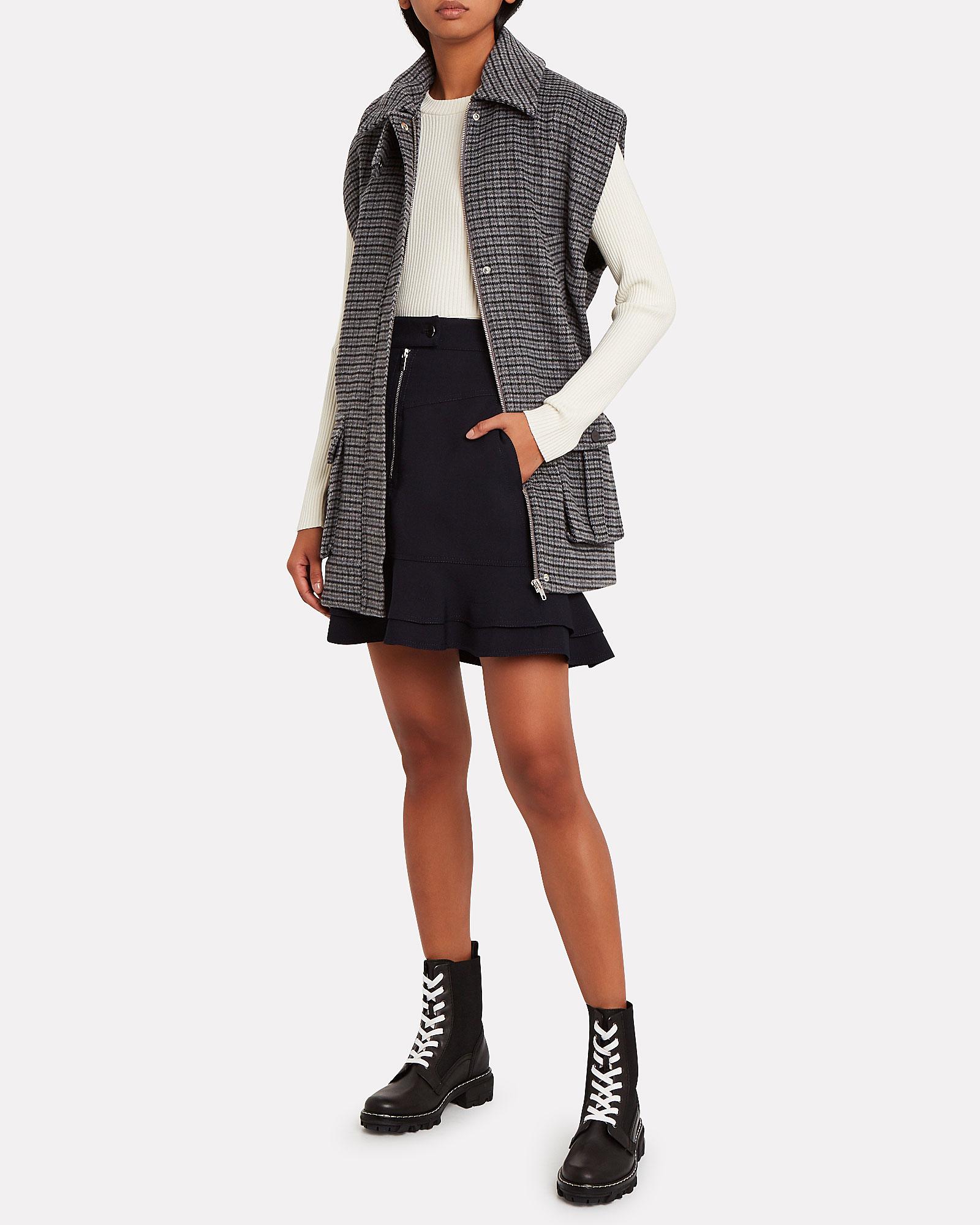 Ganni Wool Check Long-line Waistcoat in Charcoal (Gray) | Lyst