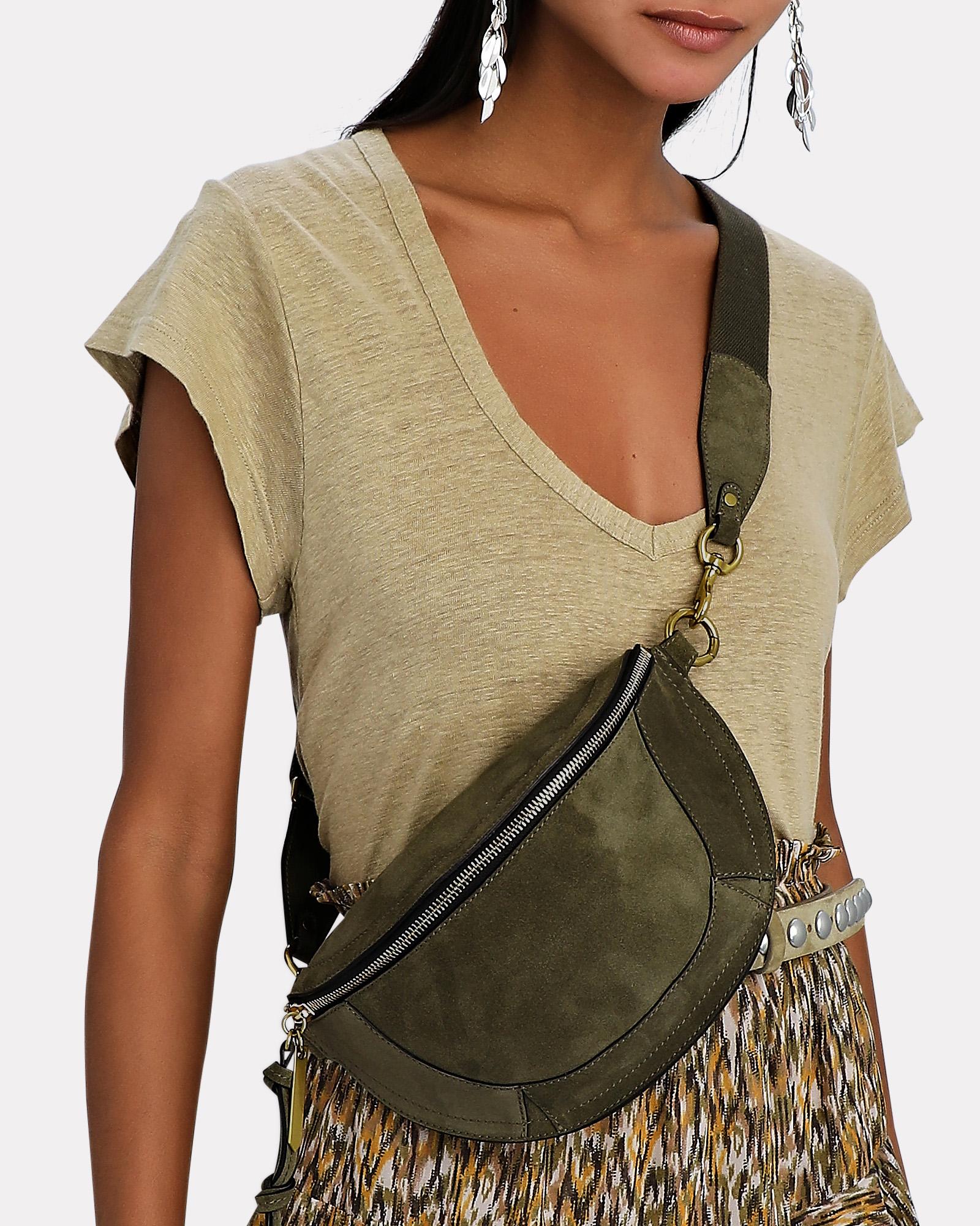 Isabel Marant Skano Suede Crossbody Bag in Green | Lyst