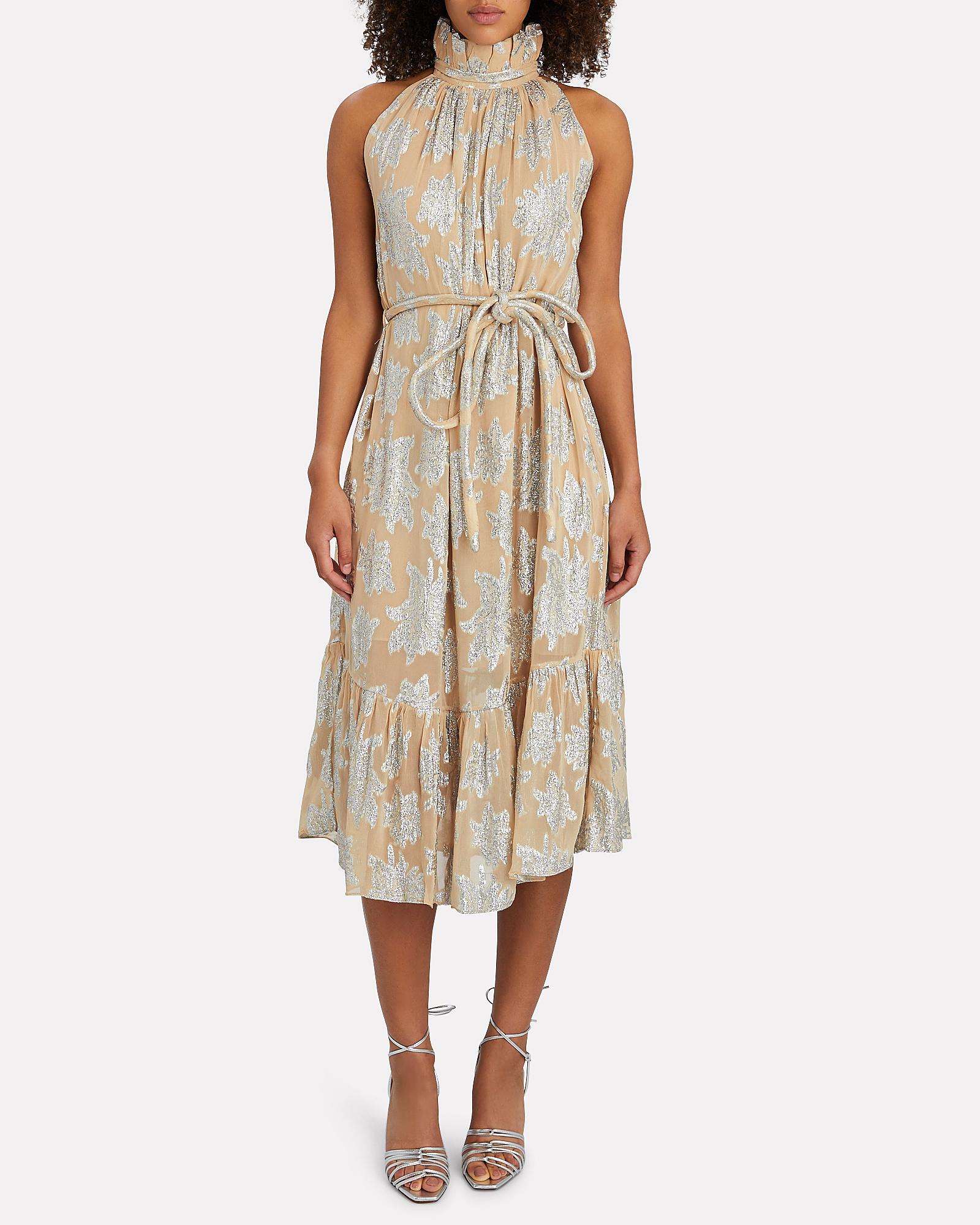 IRO Synthetic Laza Metallic Floral Midi Dress - Lyst