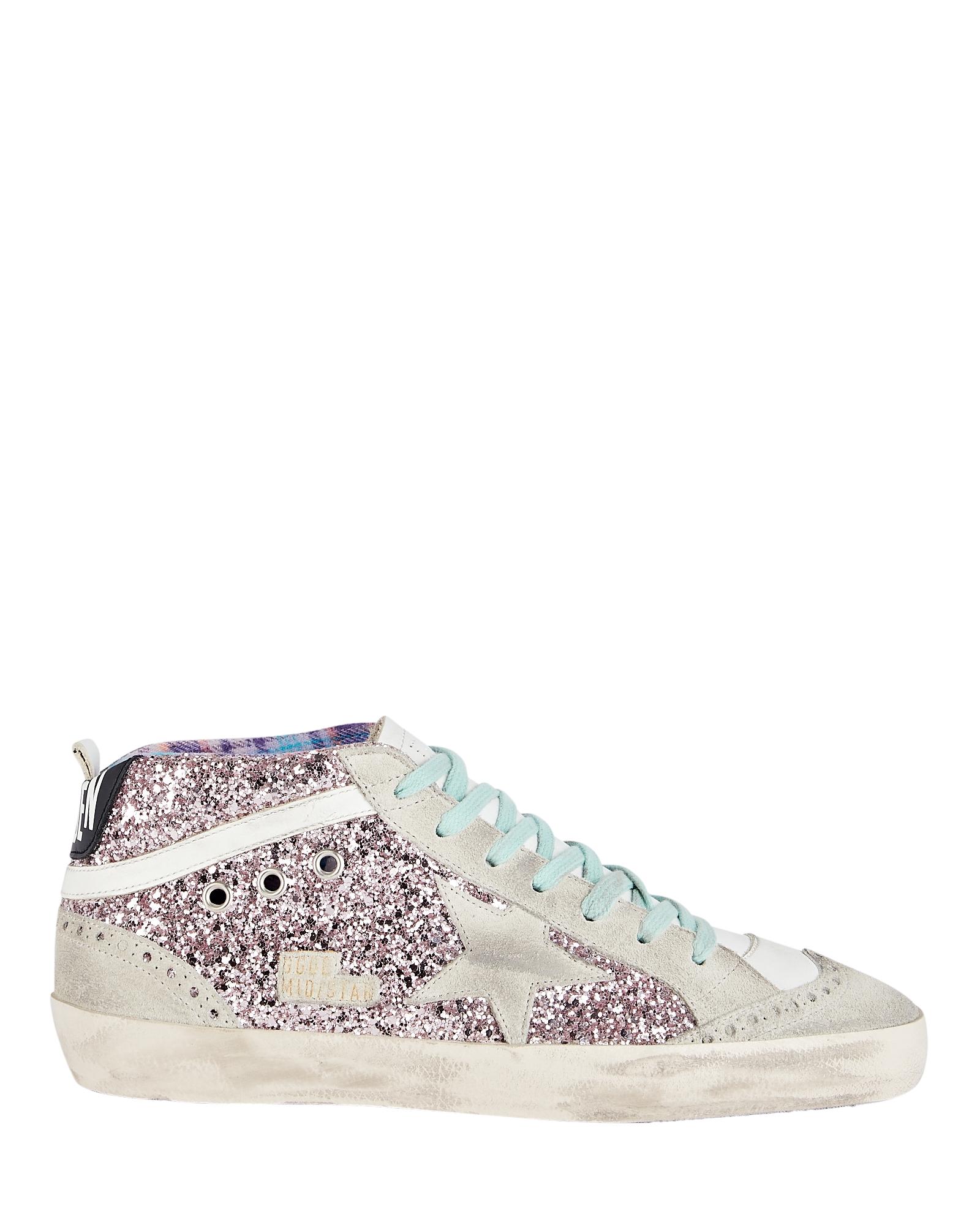 golden goose pink glitter mid star