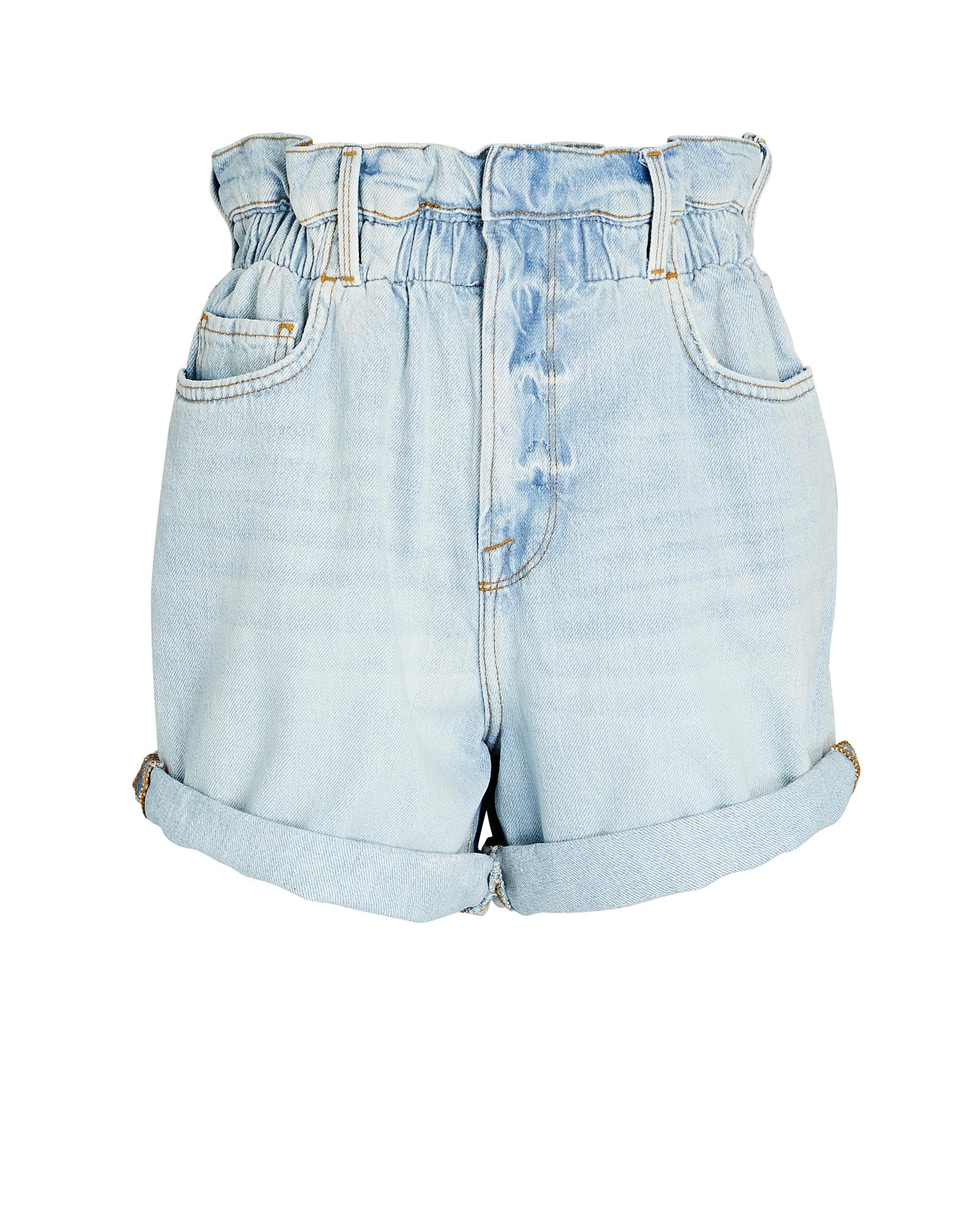 FRAME Elastic Paperbag Denim Shorts in 