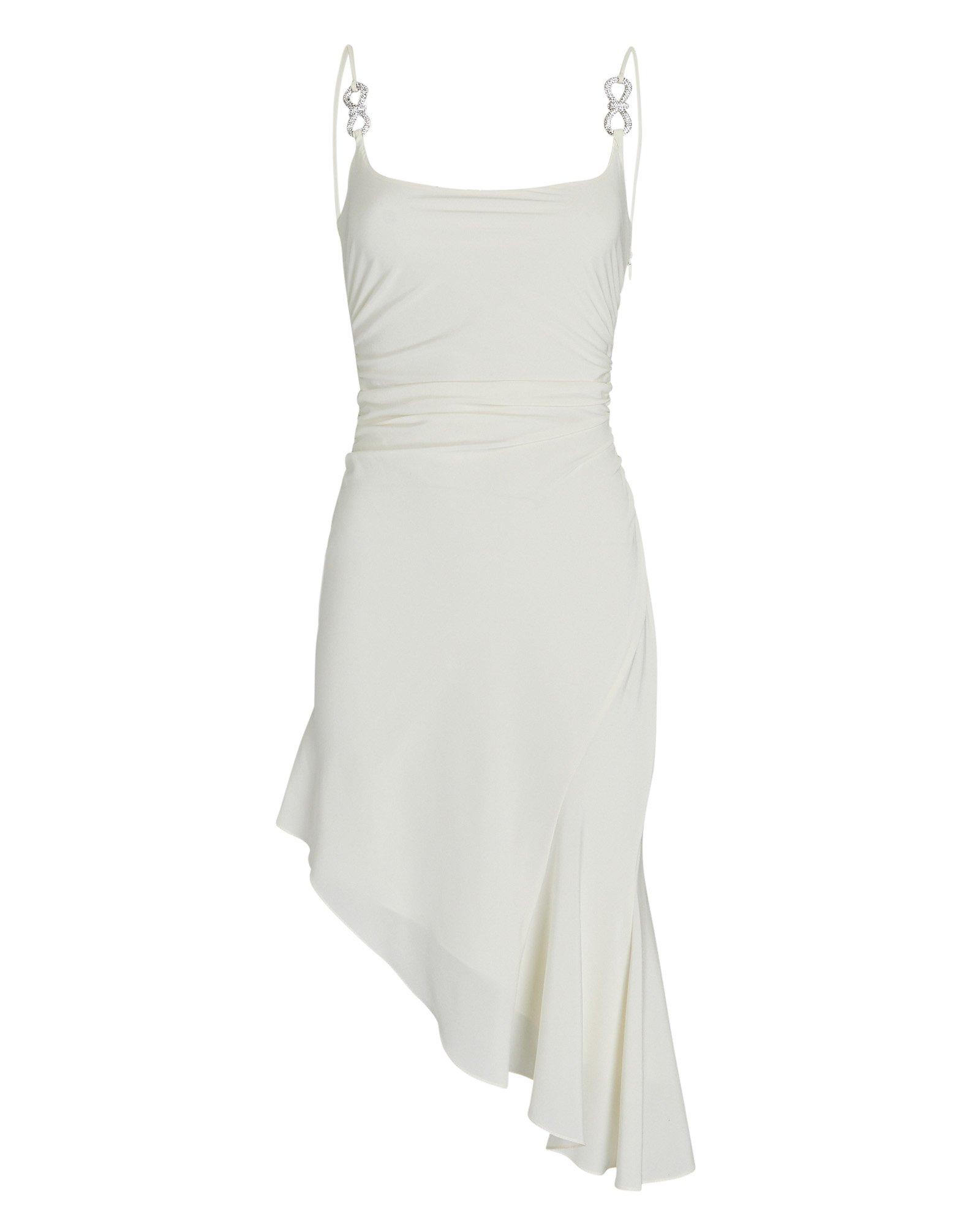 Mach & Mach Crystal Bow-embellished Draped Mini Dress in White | Lyst