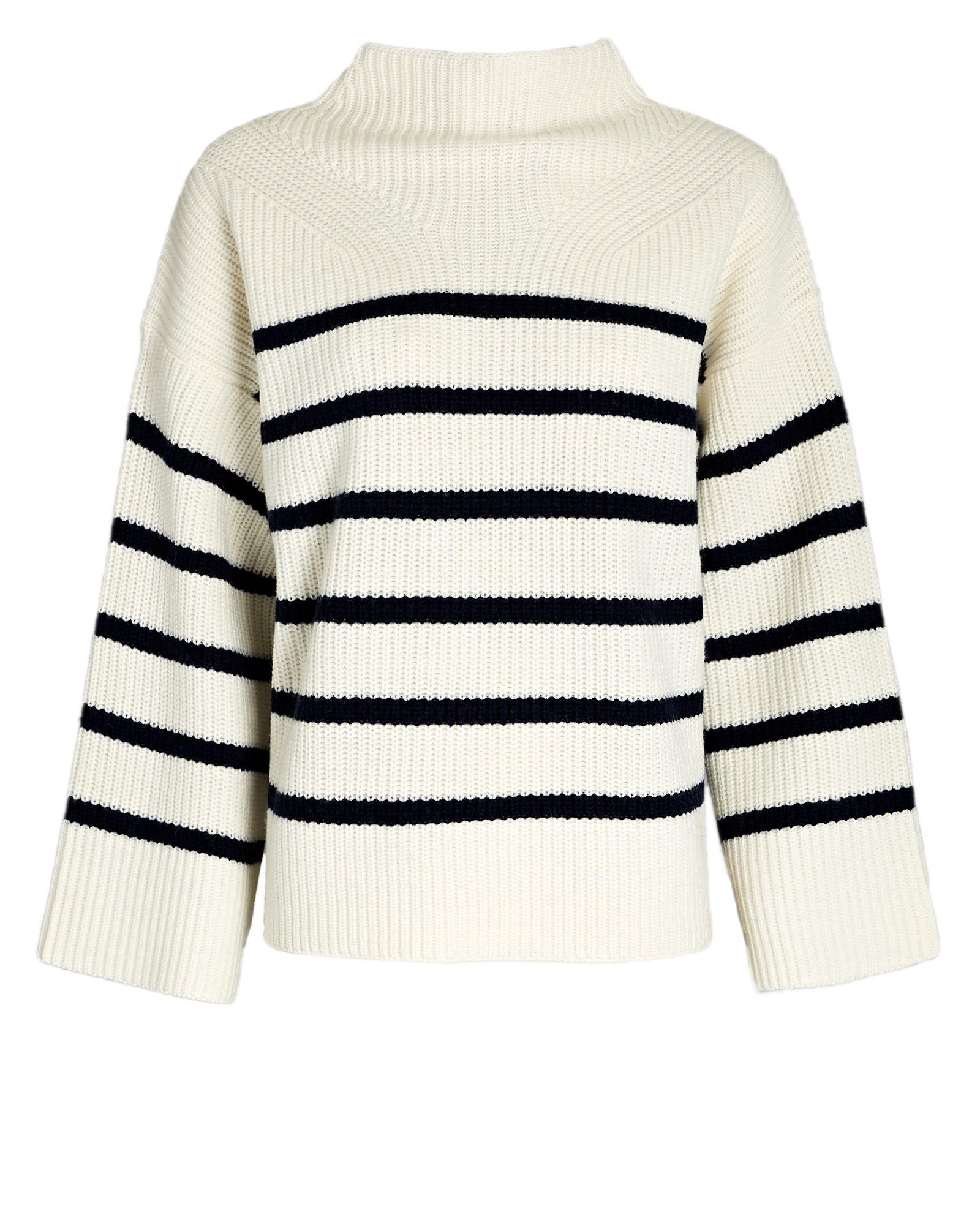 A.L.C. Louise Striped Wool Turtleneck Sweater in White | Lyst