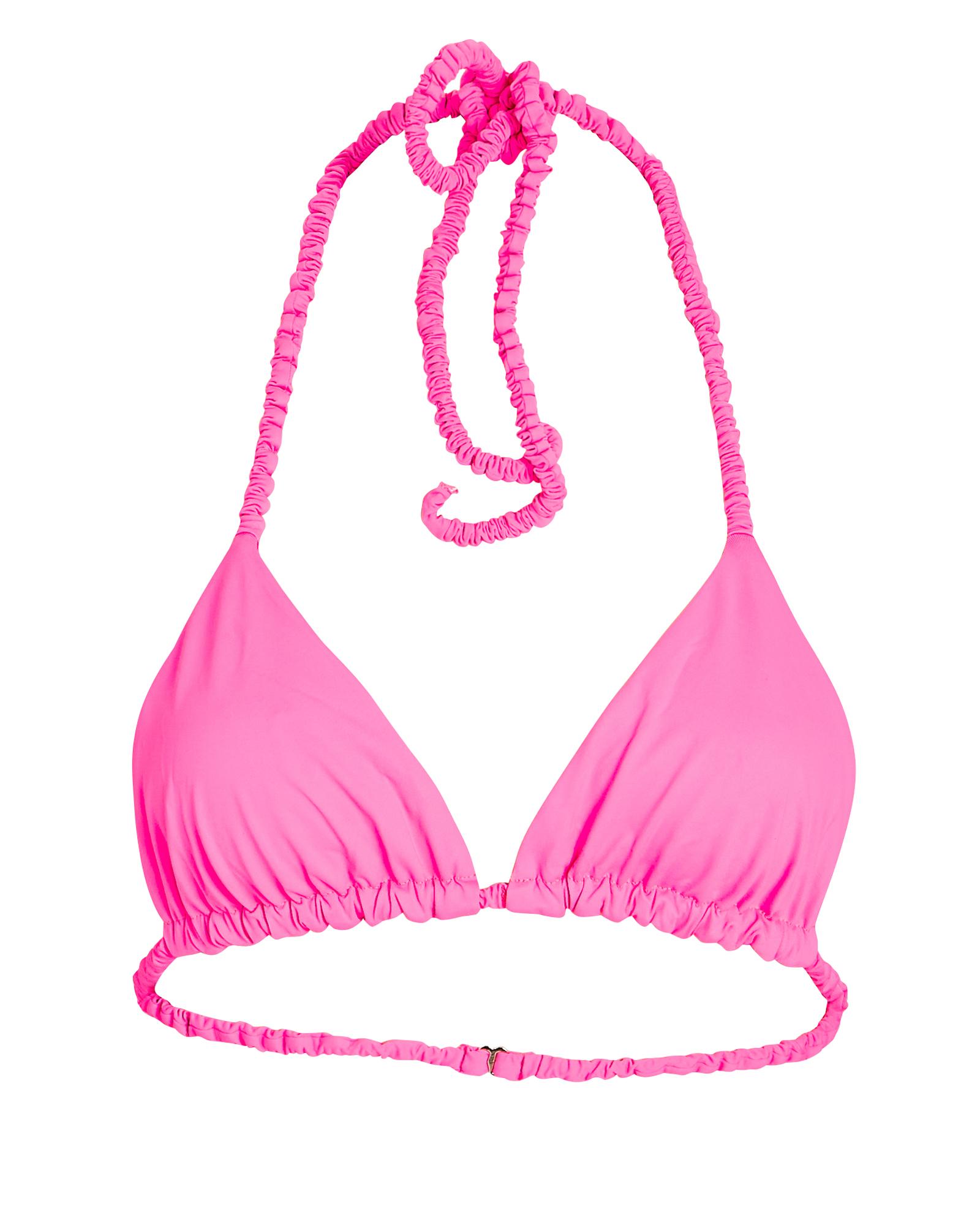 Frankie's Bikinis Hope Ruched Triangle Bikini Top in Pink | Lyst