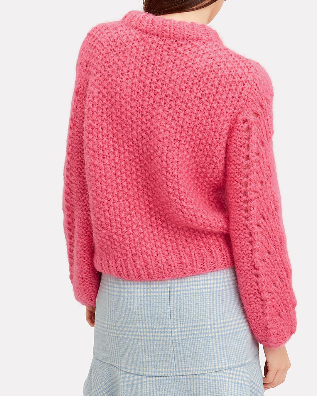 Ganni Wool Julliard Mohair Hot Pink Sweater - Lyst