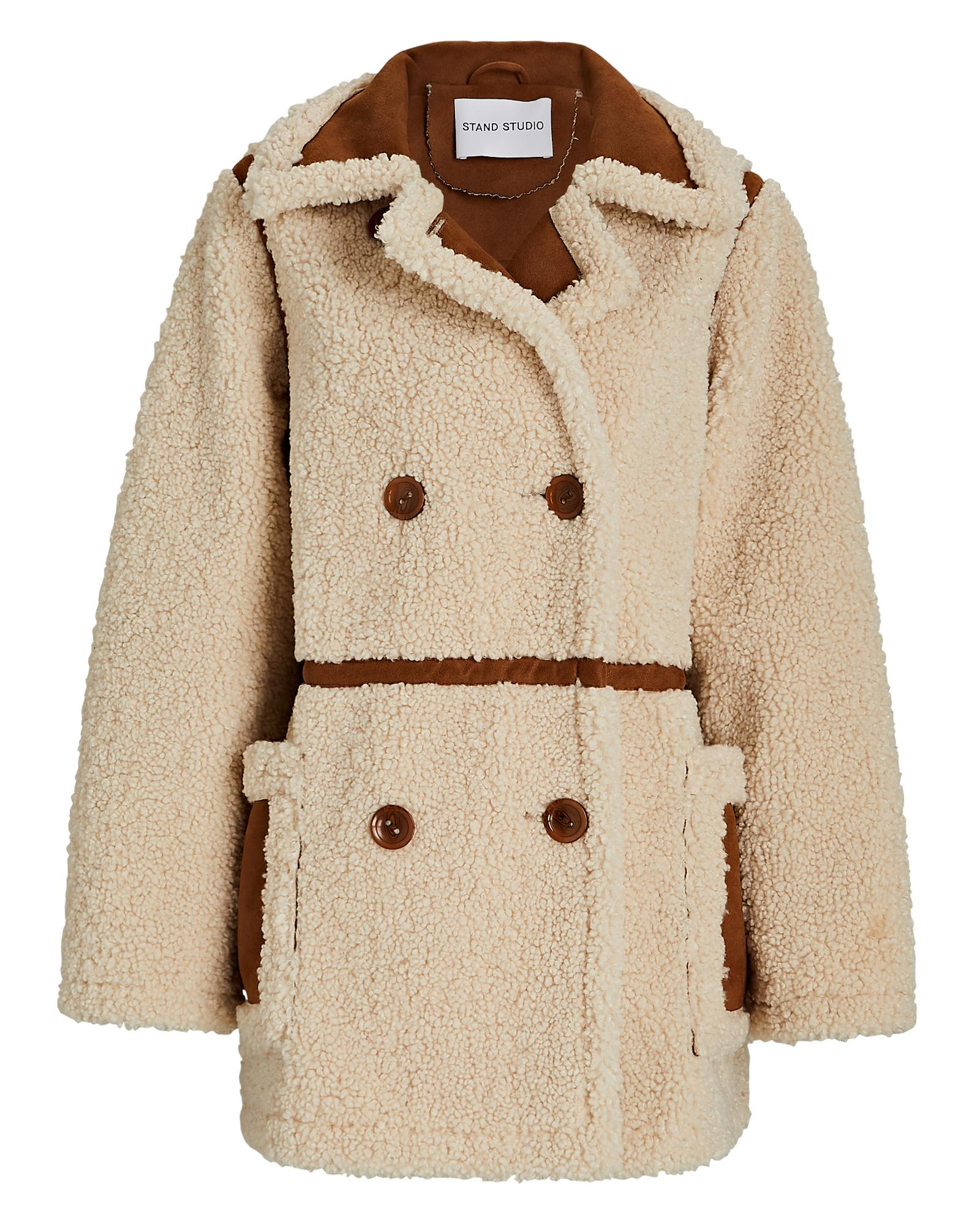 Stand Studio Stand Chloe Faux-shearling Coat in Natural | Lyst