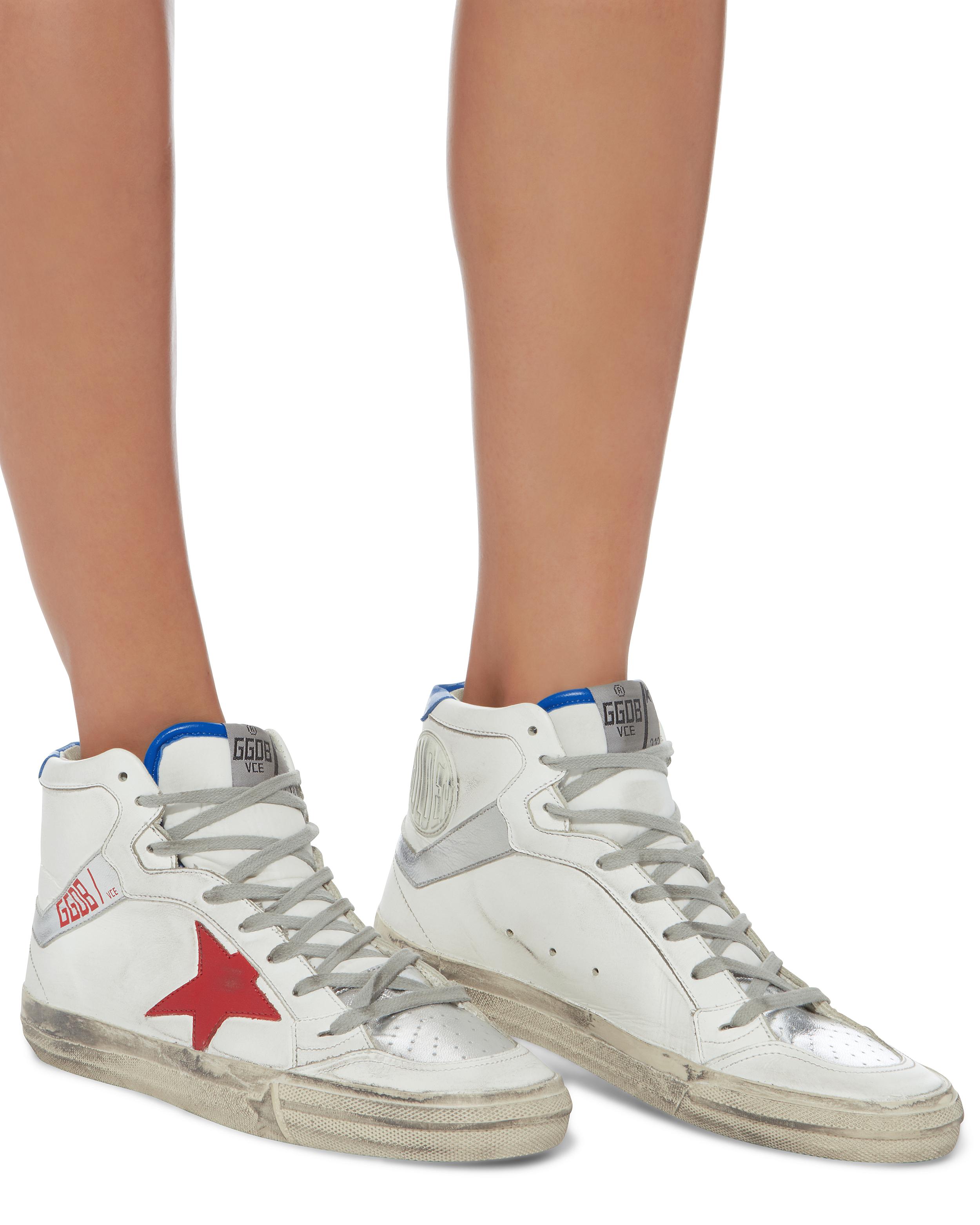Golden Goose 2.12 High-top Red Star Leather Sneakers in White | Lyst