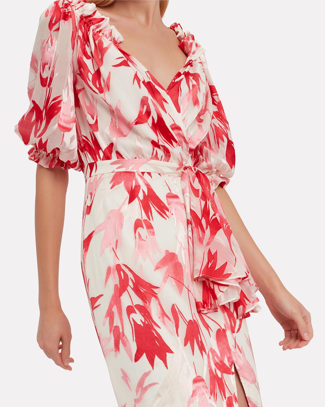 saloni olivia floral midi dress