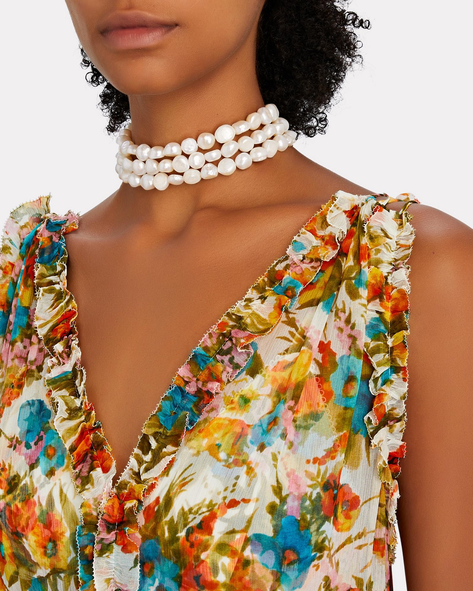 Cult Gaia Nora Pearl Choker Necklace in White | Lyst