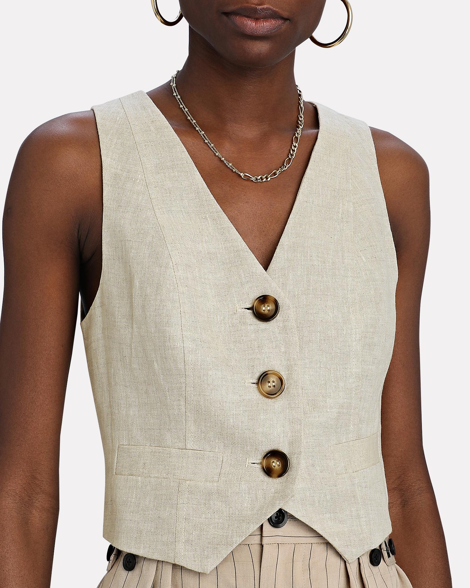 Shona Joy Luna Linen Vest in Natural