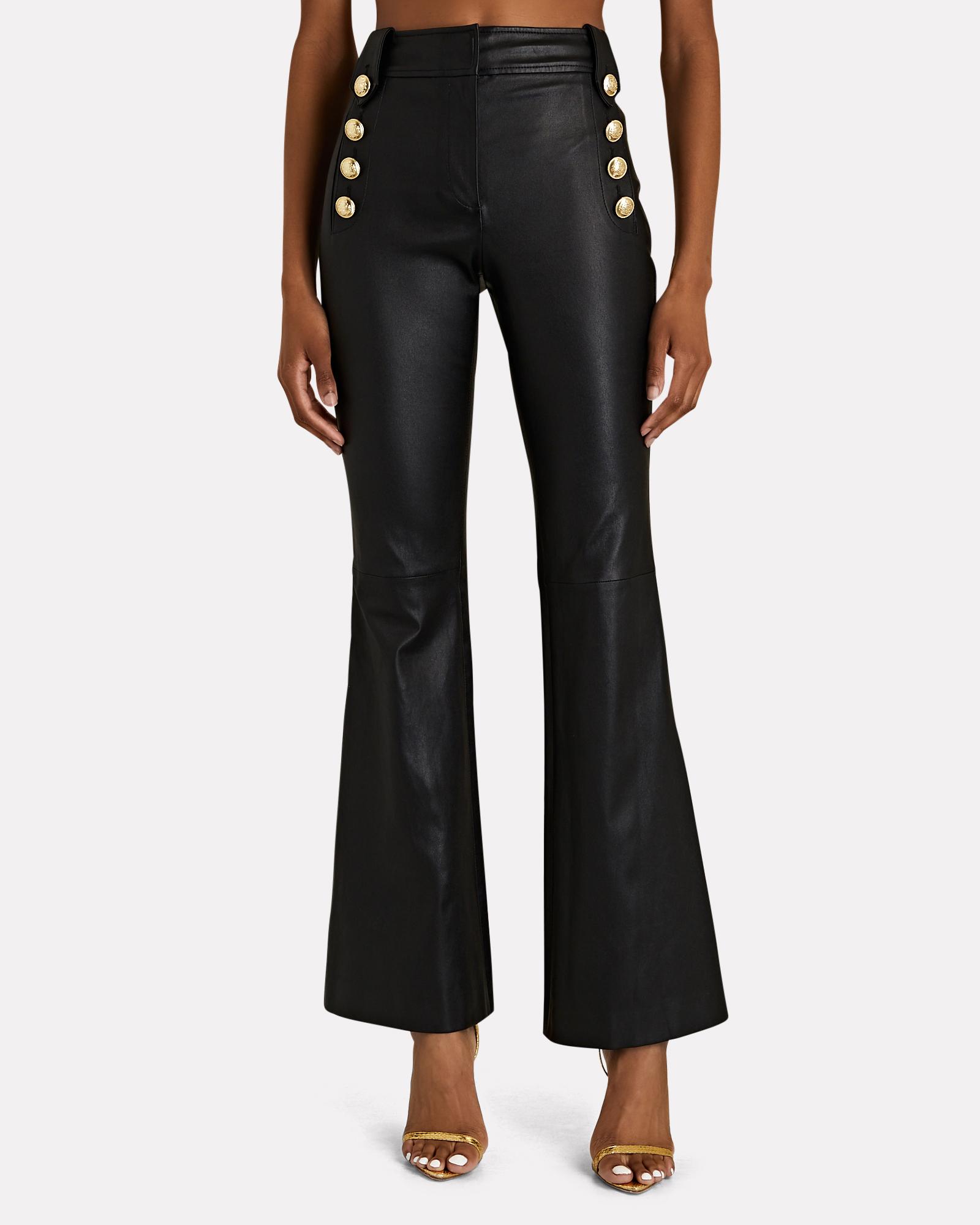10 Crosby Derek Lam Robertson Button-embellished Leather Flared Pants in  Black
