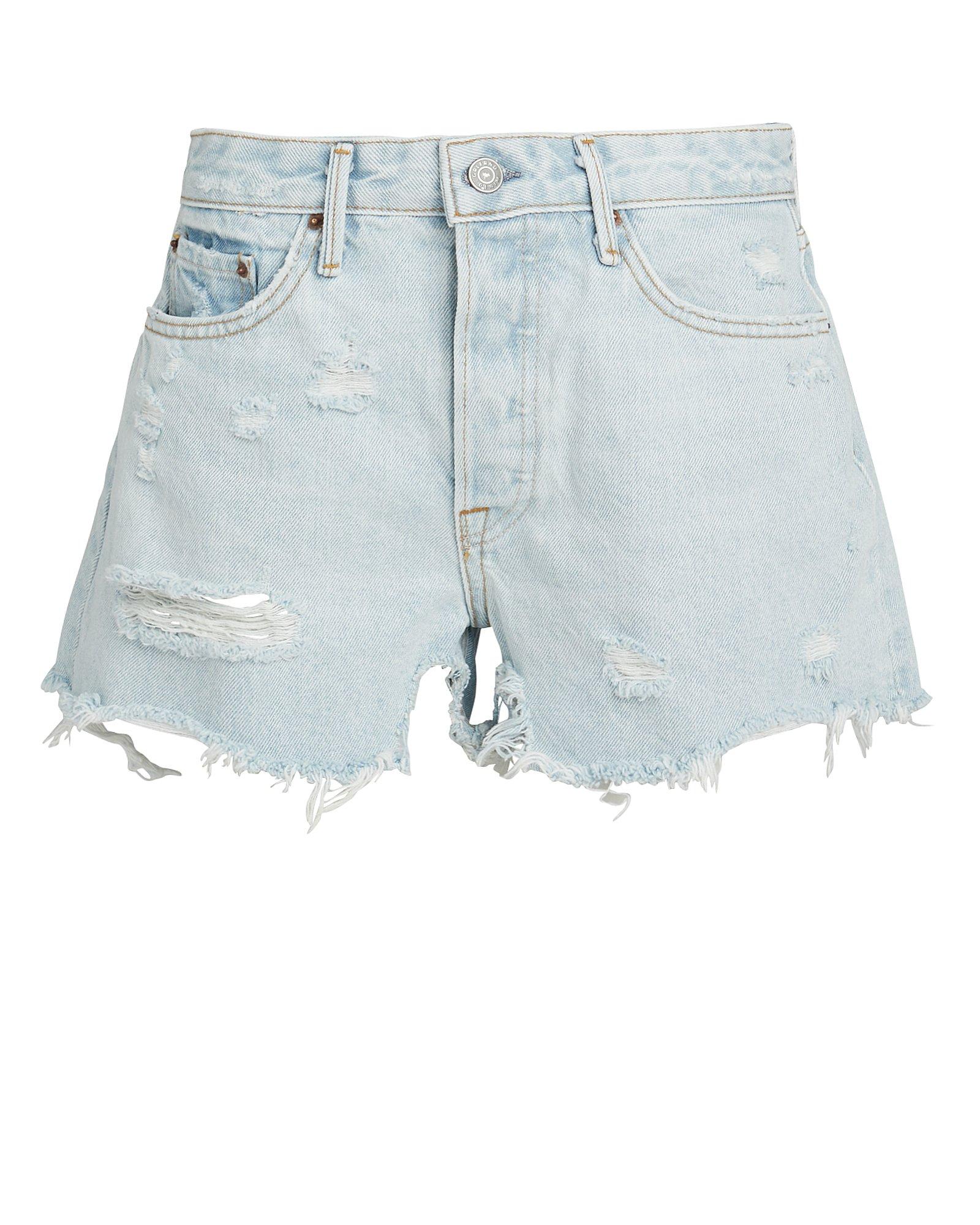 grlfrnd helena distressed denim shorts