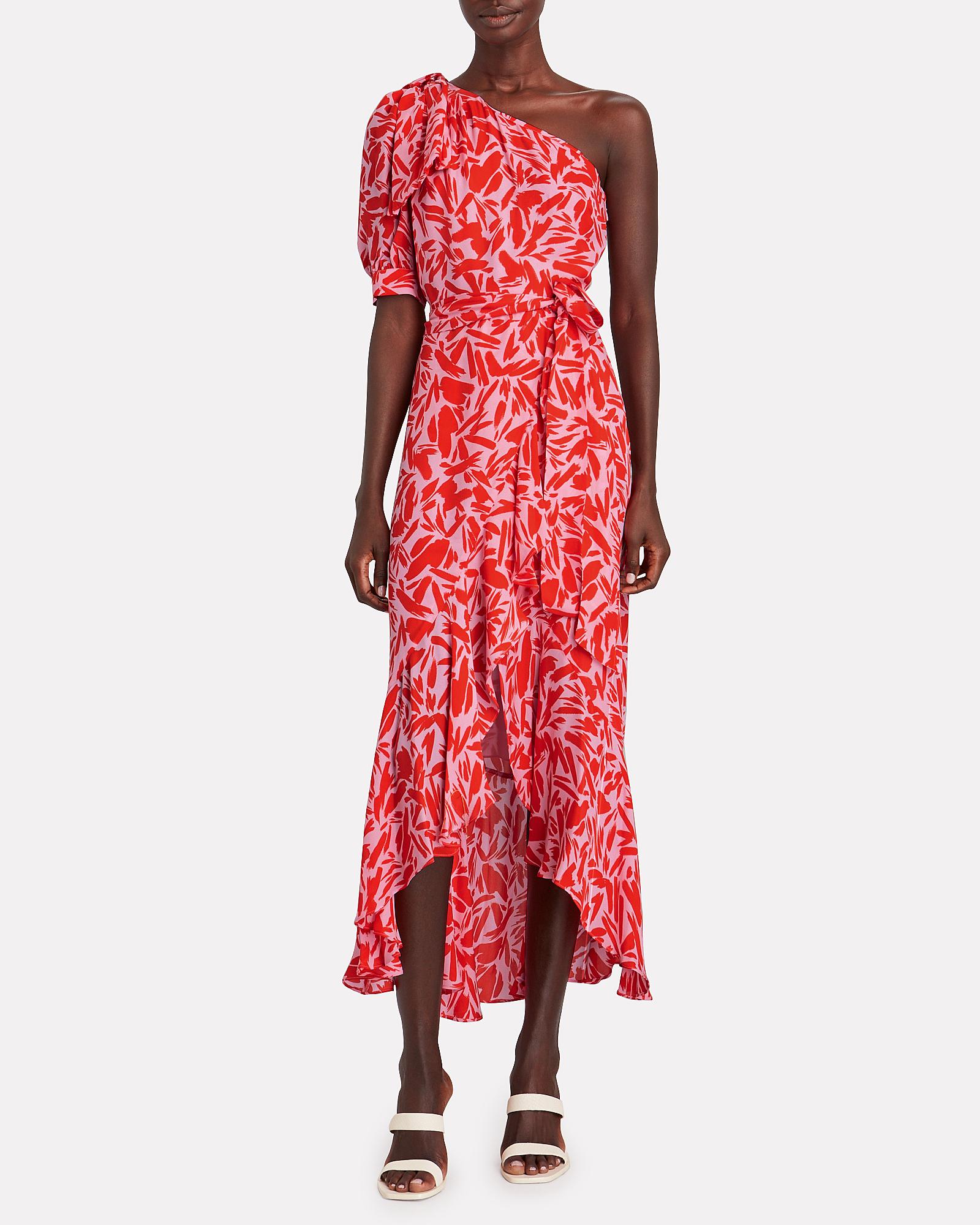 Veronica Beard Vie Printed One-shoulder 
