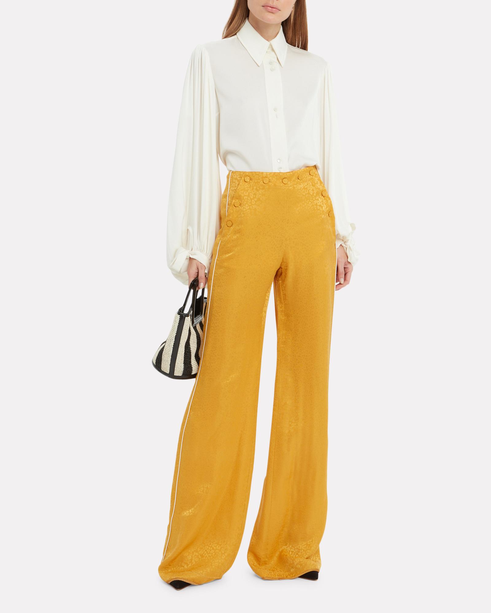 yellow satin pants
