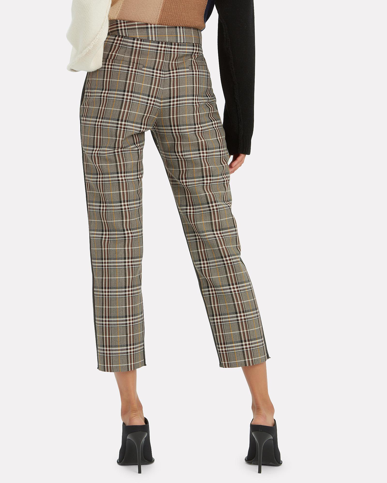 half black half plaid jeans
