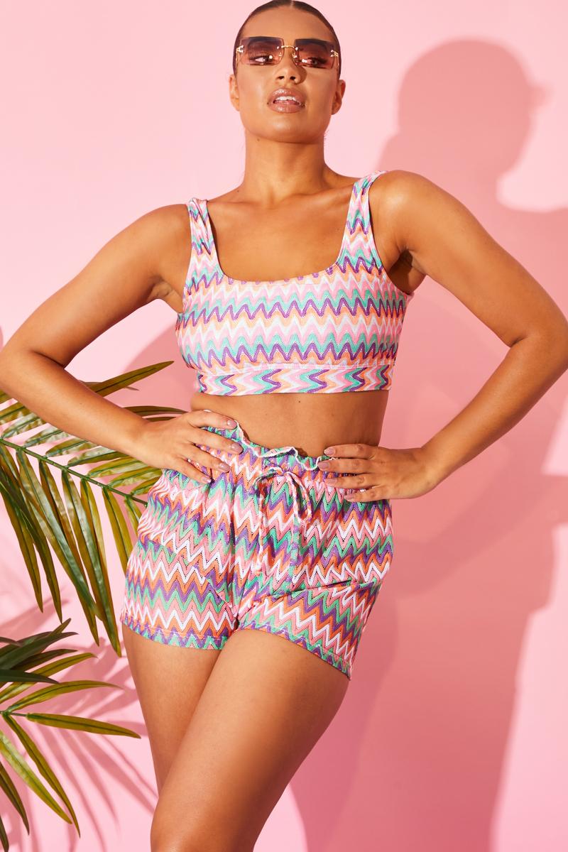 Billie Faiers Zig Zag Crochet Paperbag Shorts in Pink Lyst UK