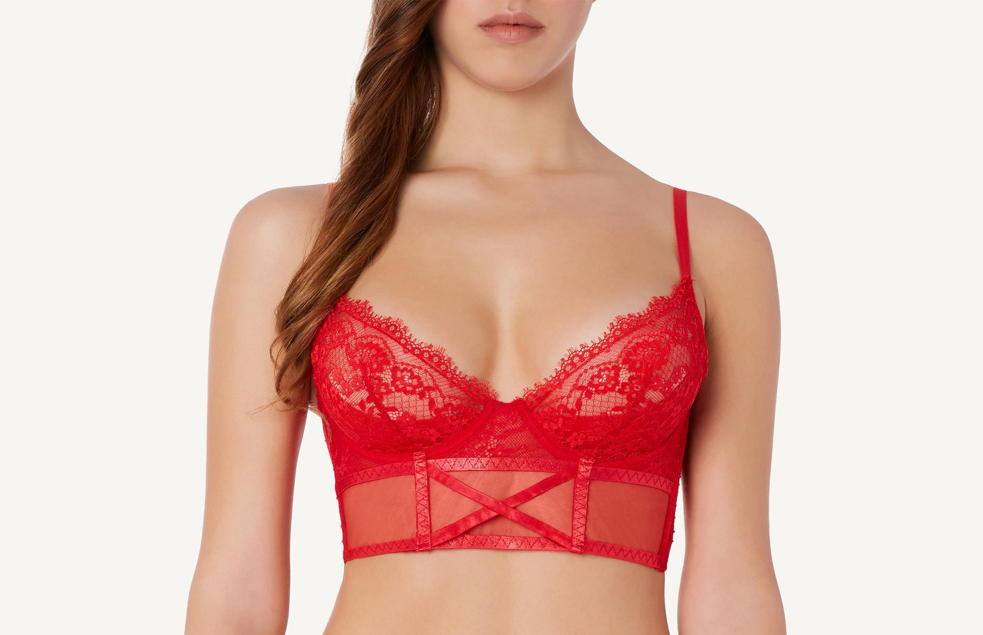 Intimissimi Floral Sexy Bustier Balconette Bra in Red | Lyst