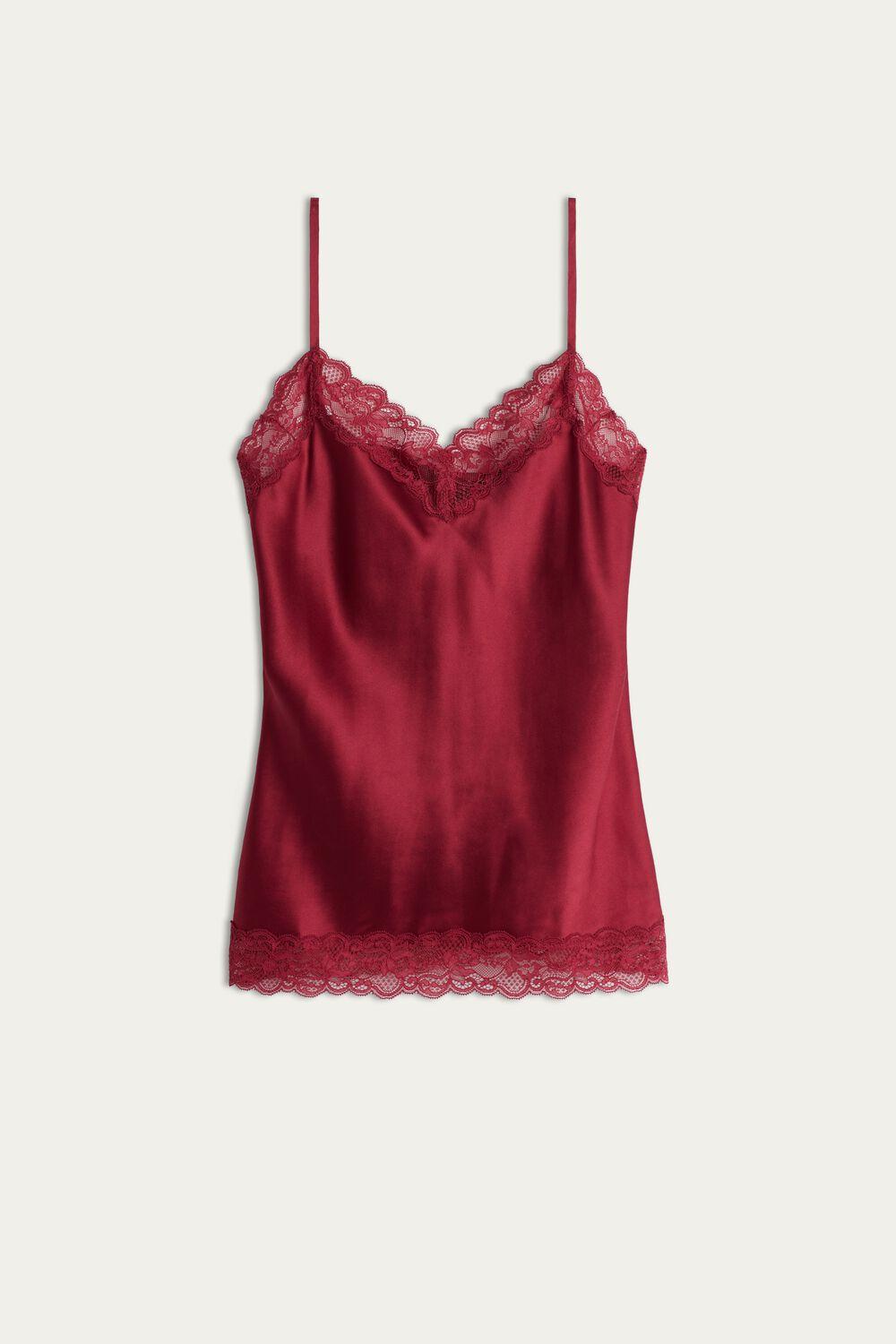 Intimissimi Lace And Silk Top in Cherry Red (Red) - Lyst