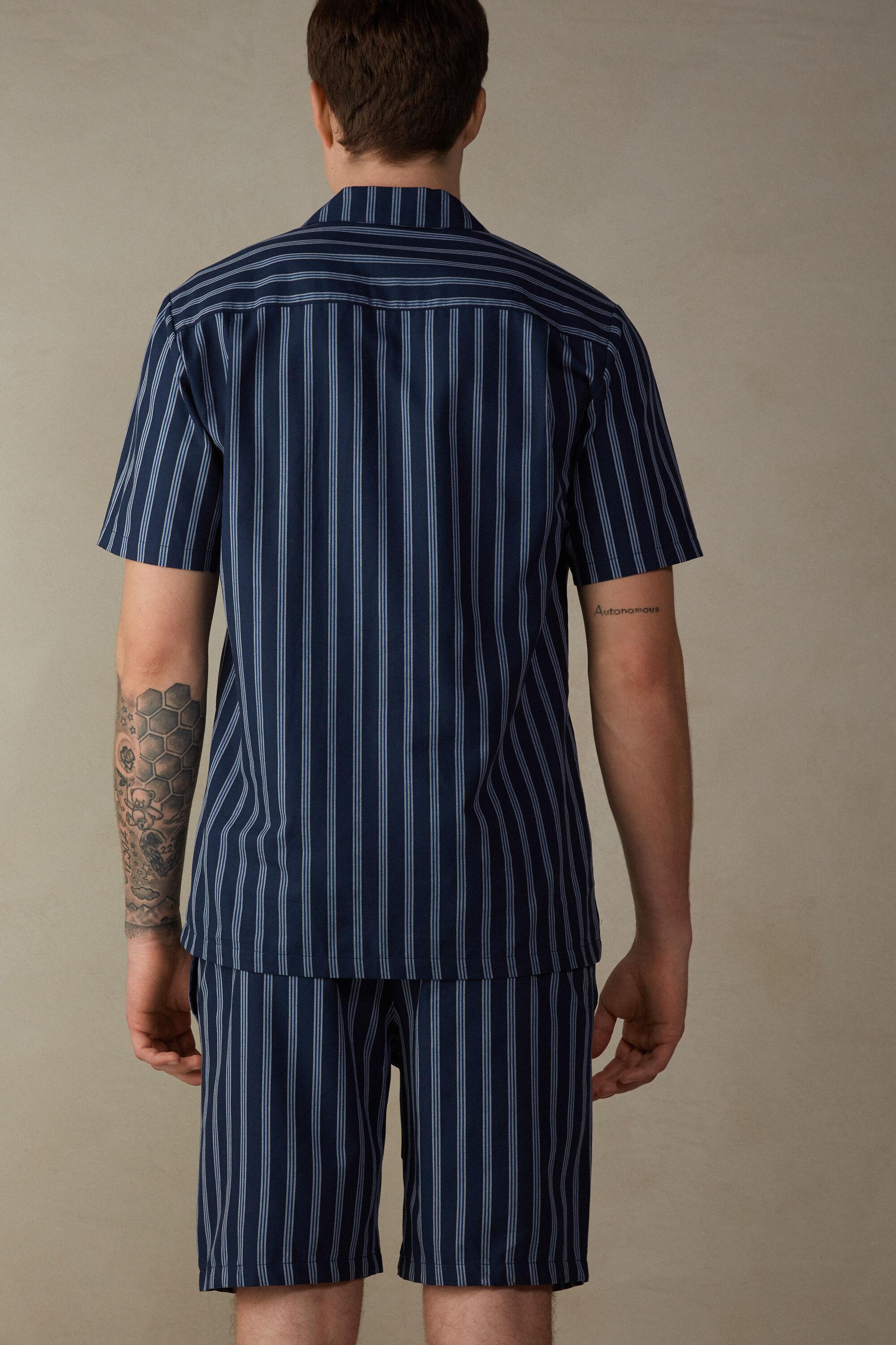 Button Up Pajamas In Plain Weave Cotton 