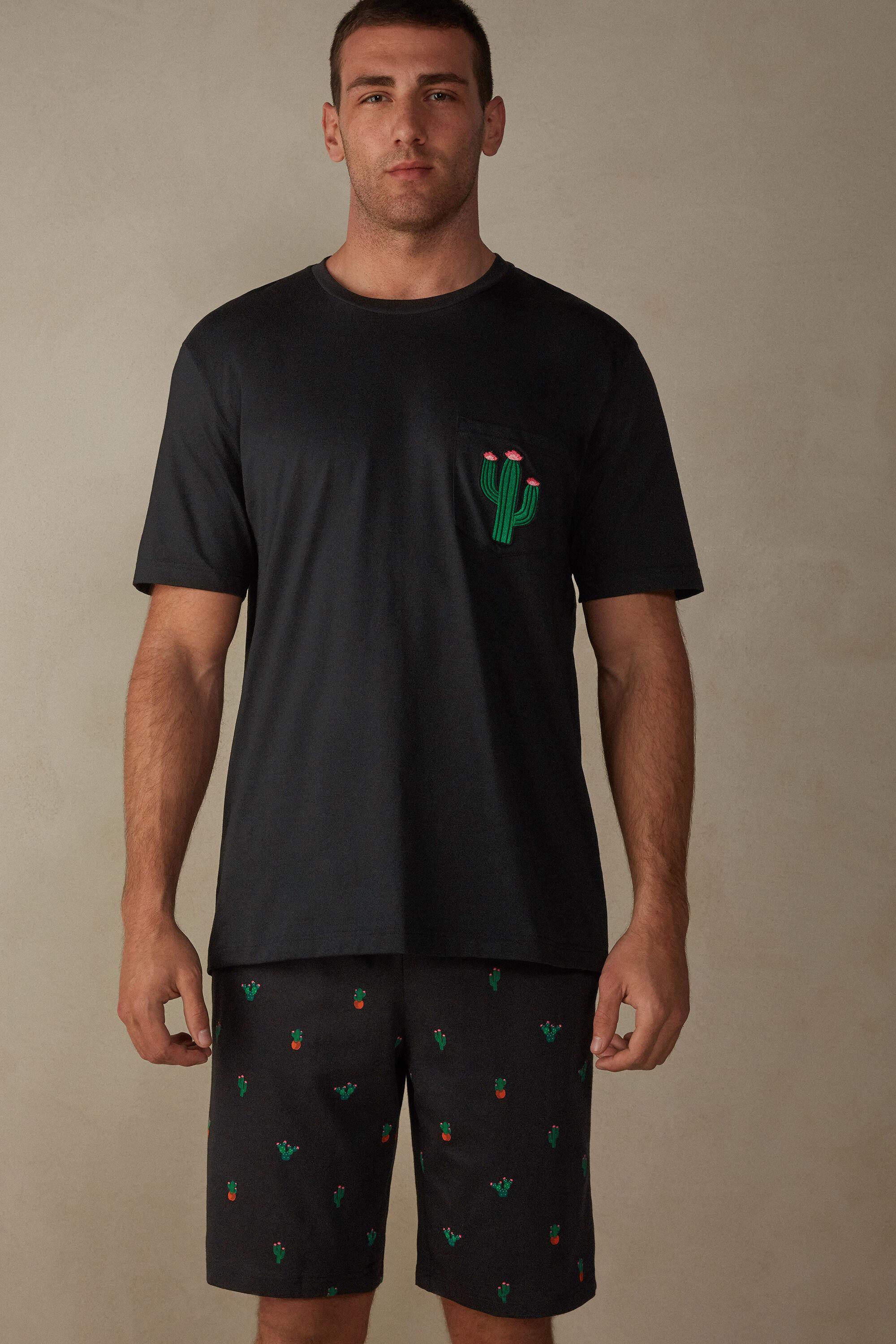Pigiama Corto Stampa Cactus da Uomo di Intimissimi in Nero | Lyst
