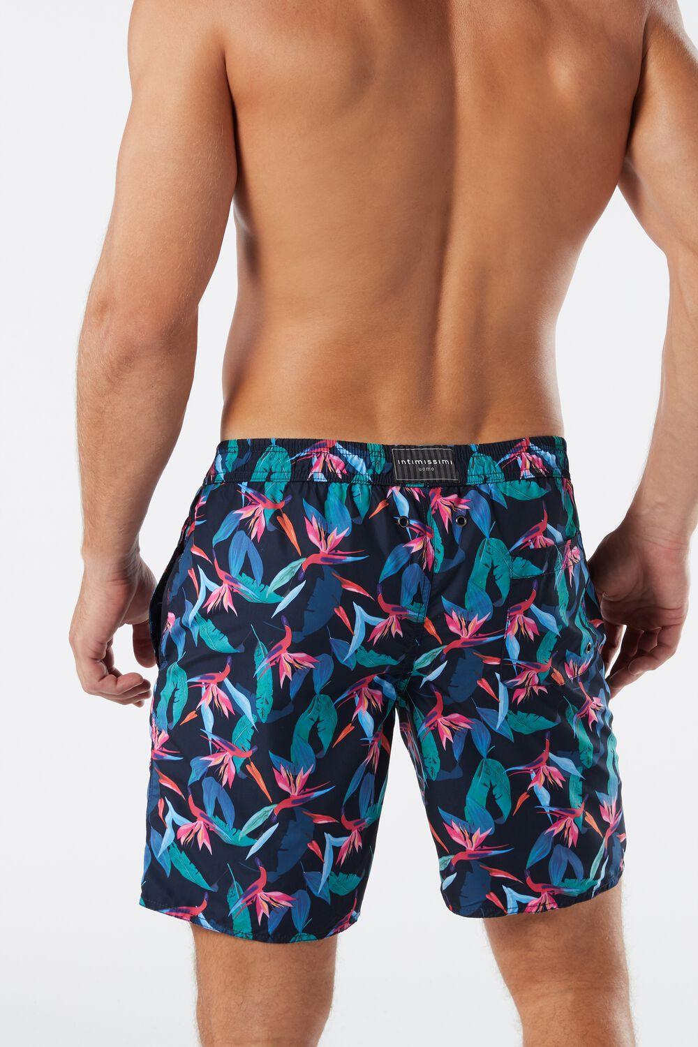 Intimissimi Leaf Print Long Swim Shorts in Blue for Men - Lyst