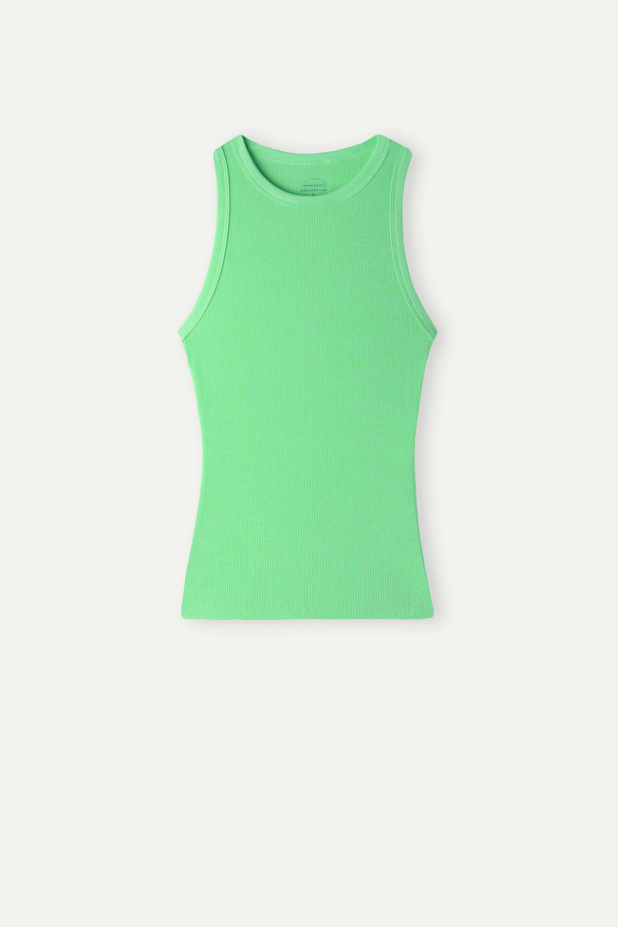 Intimissimi Ribbed Tank Top In Supima® Cotton in Green | Lyst