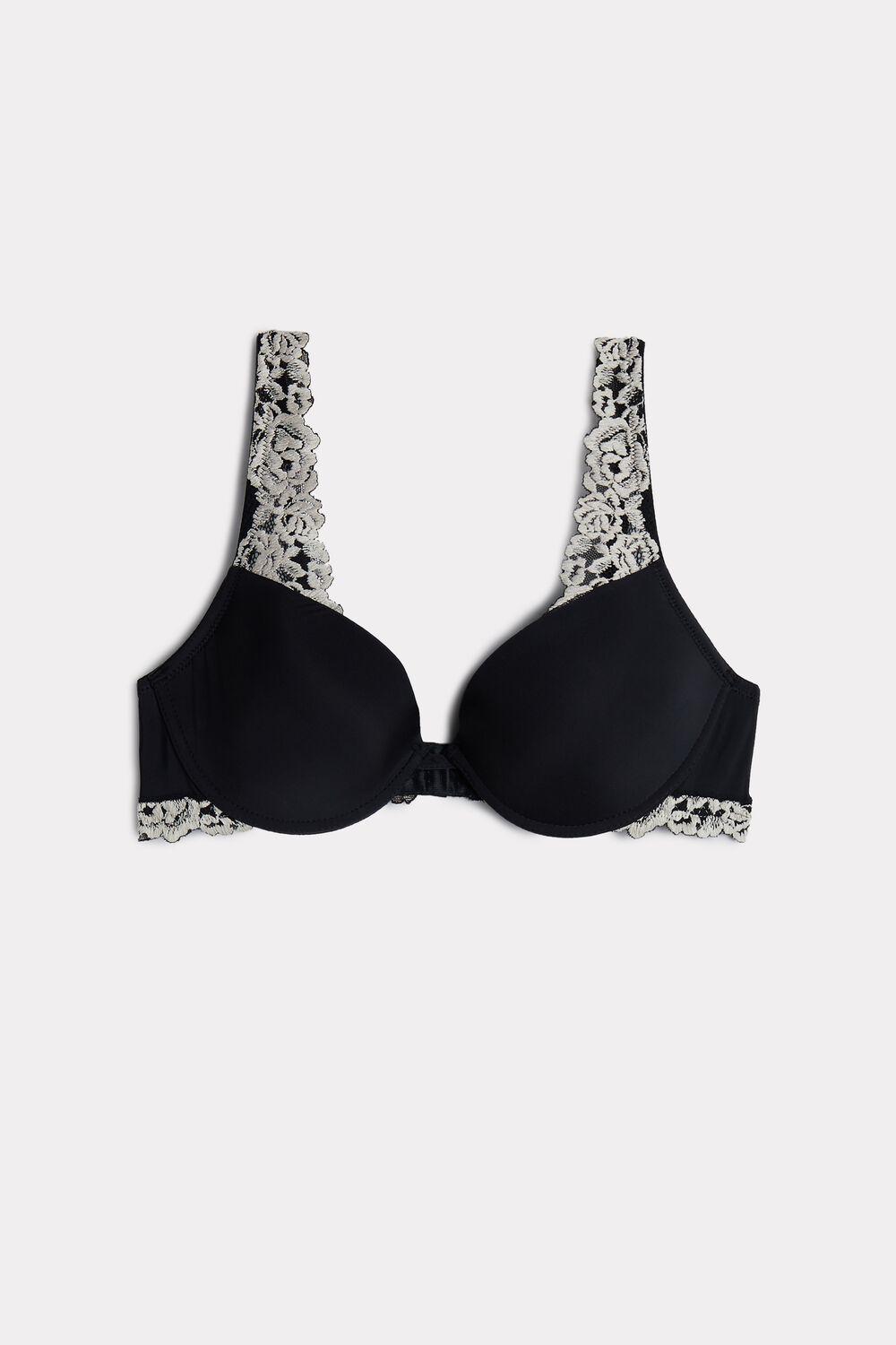 Intimissimi Lace Pretty Flowers Bellissima Push-up Bra in Black/Ivory ...