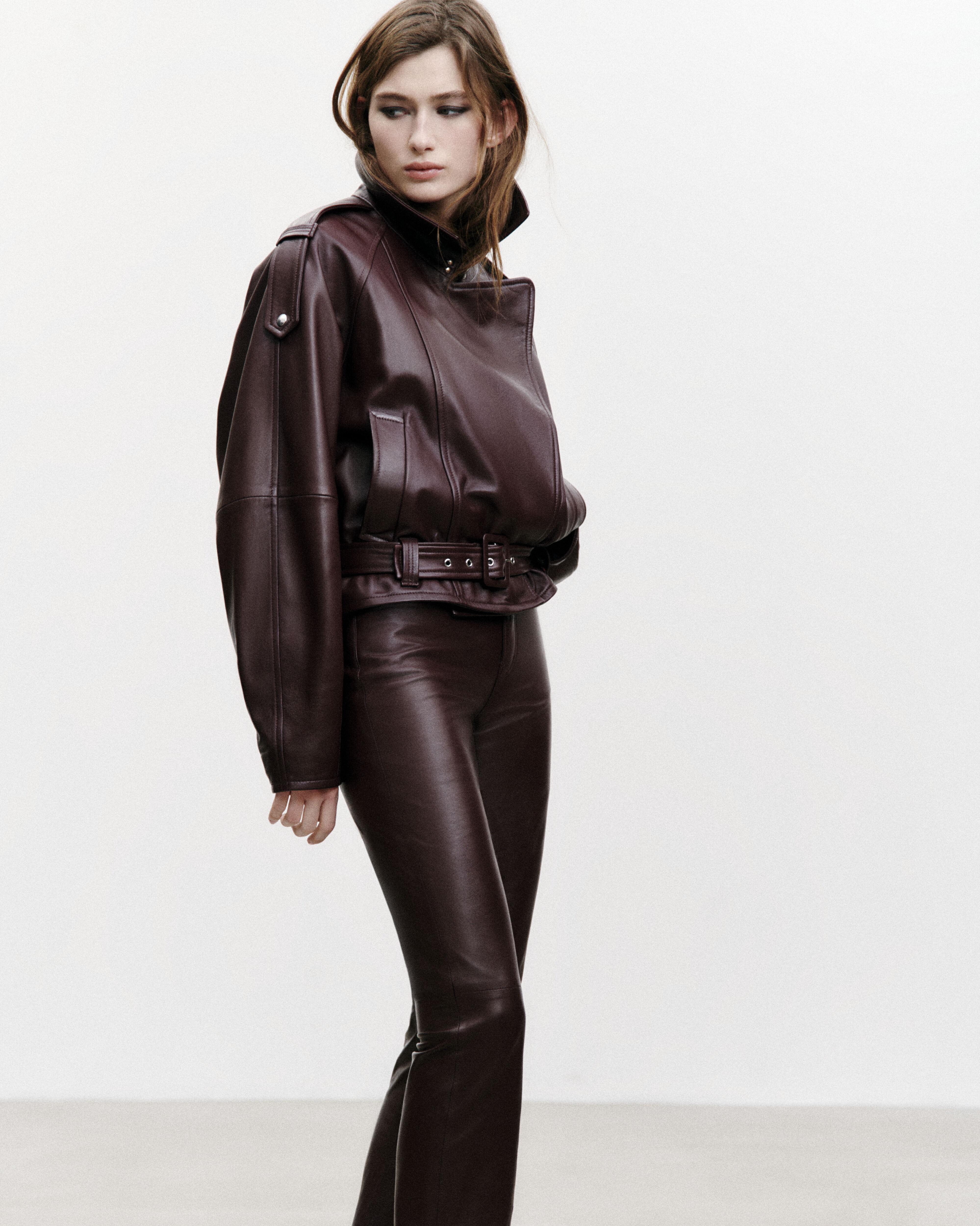 IRO Yuria Leather Belted Jacket in Red | Lyst