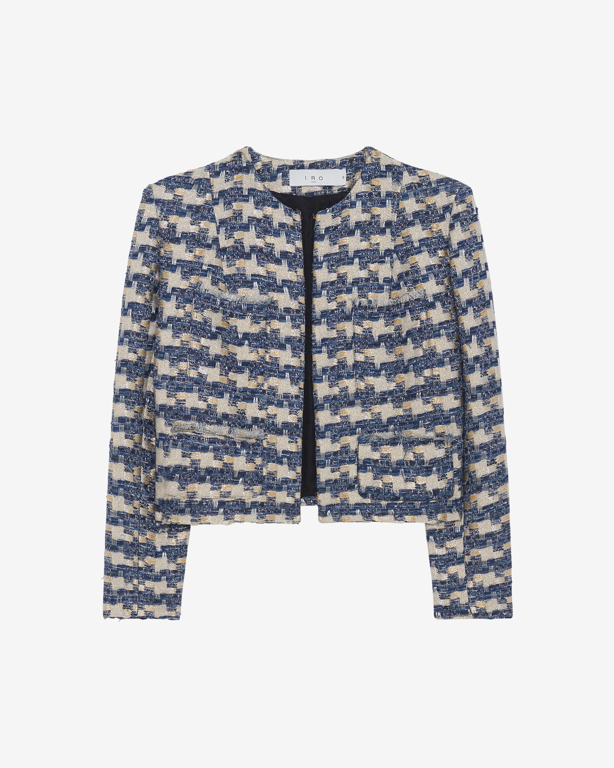 IRO Tiare Lurex Tweed Jacket in Blue Lyst