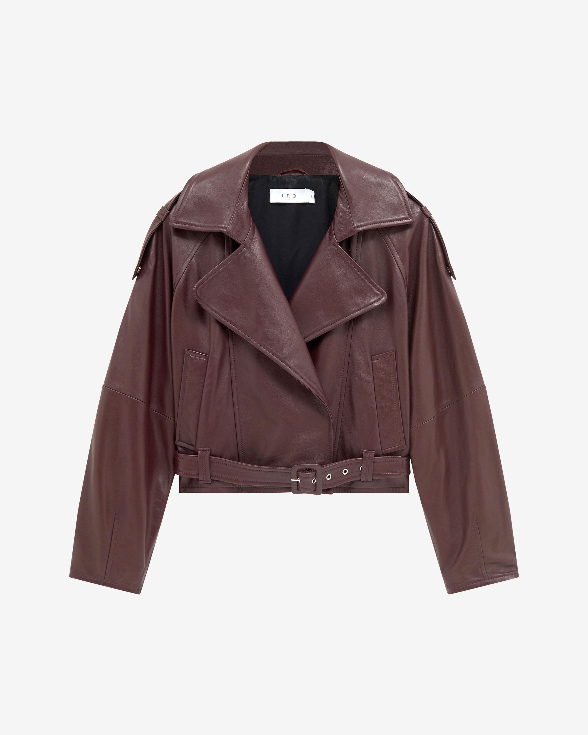 IRO Yuria Leather Belted Jacket in Red | Lyst IRO Yuria Leather Belted Jacket in Red | Lyst
