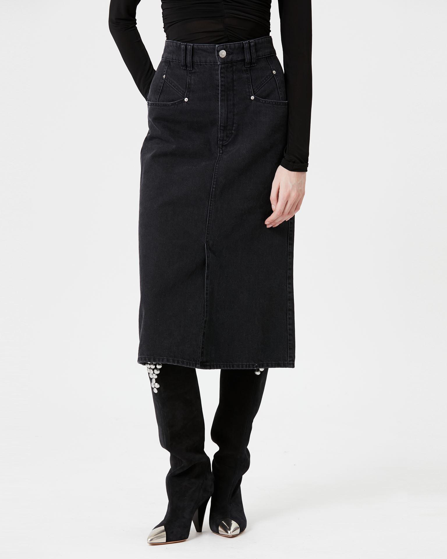 Isabel Marant Dipoma Denim Midi Skirt in Black | Lyst