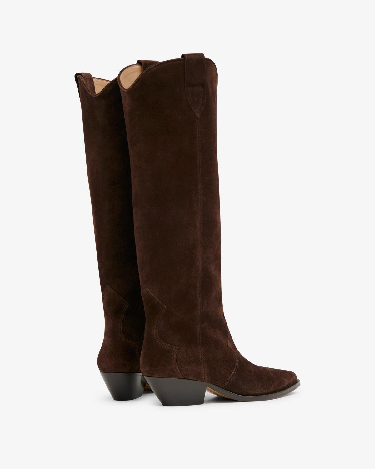 ロングブーツ Isabel Marant Stivale Denvee In Pelle Scamosciata New! Isabel Marant Denvee 40MM Suede Khaki Tall Western