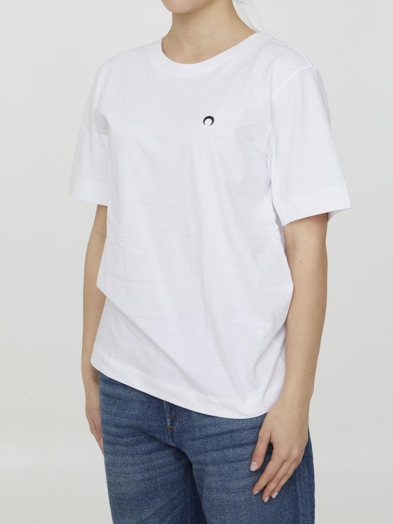Marine Serre Cotton T-shirt With Logo in White | Lyst