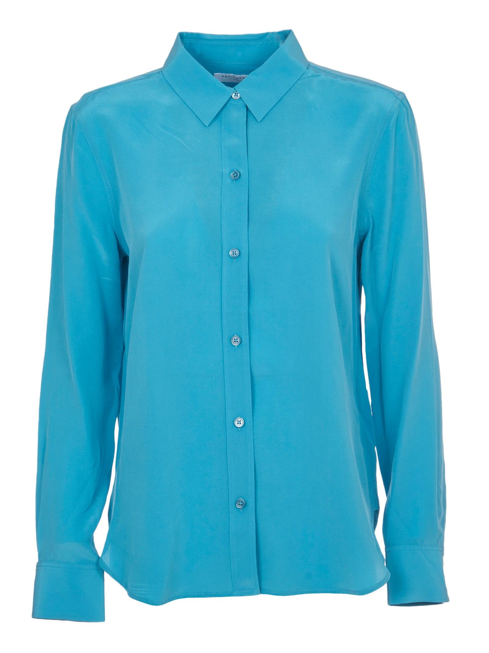 Equipment Azure Silk Shirt in Blue 