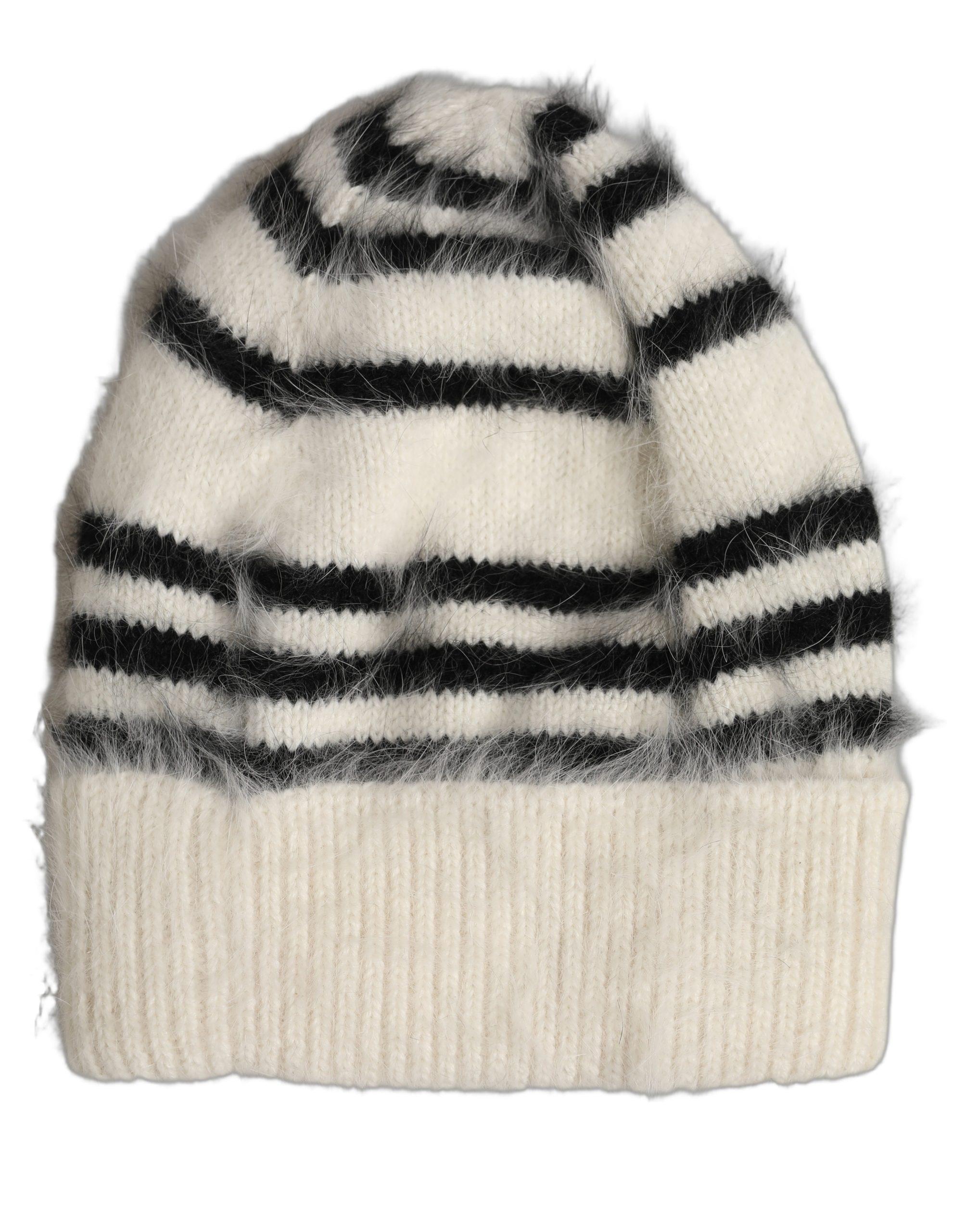 Dolce & Gabbana Black Acrylic Knitted Fur Winter Beanie Hat Womens Luxury Silk-Lined Cashmere & Merino Wool Winter Beanie | Black main image 3