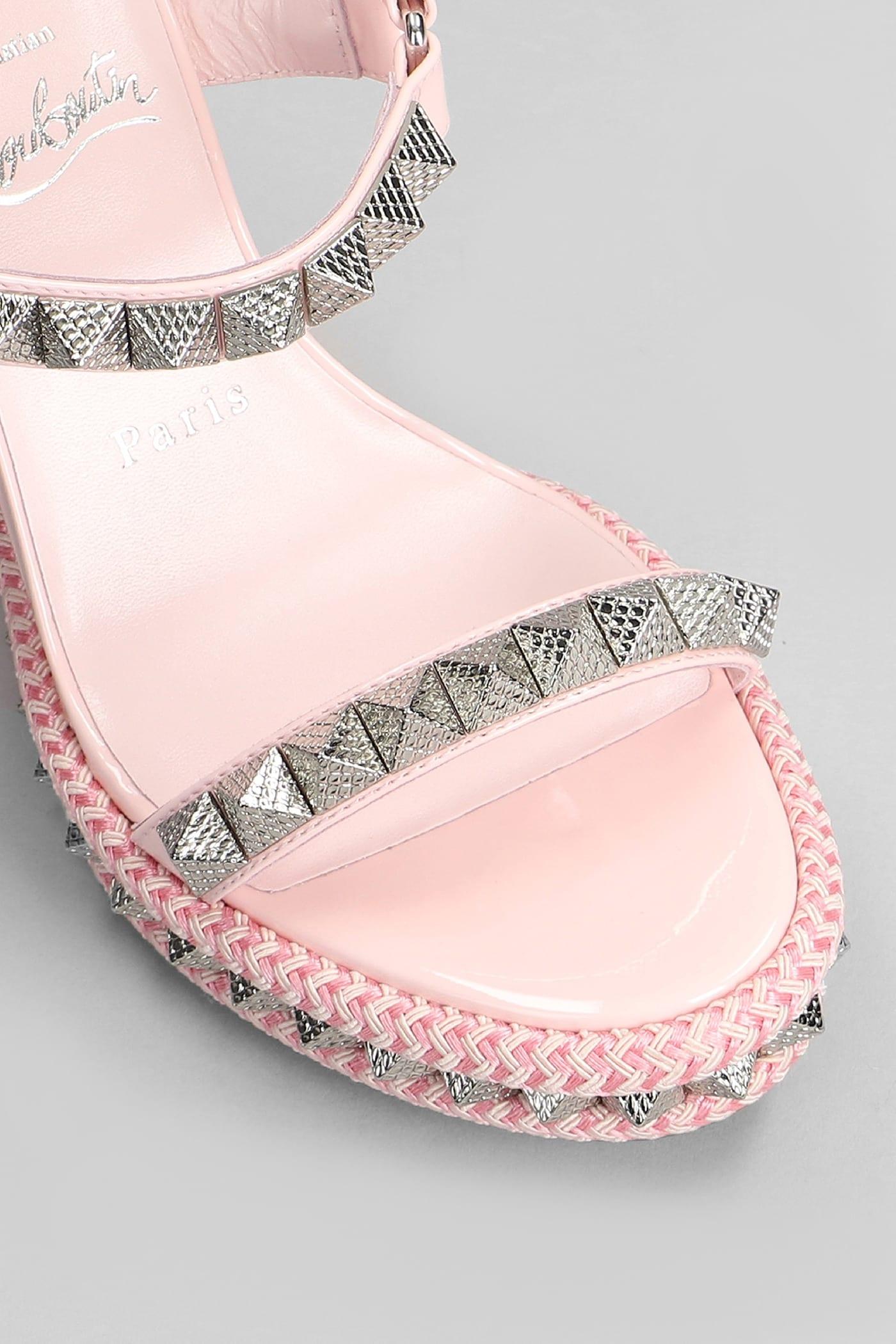 Christian Louboutin Pyraclou 110 Sandals In Rose-pink Patent